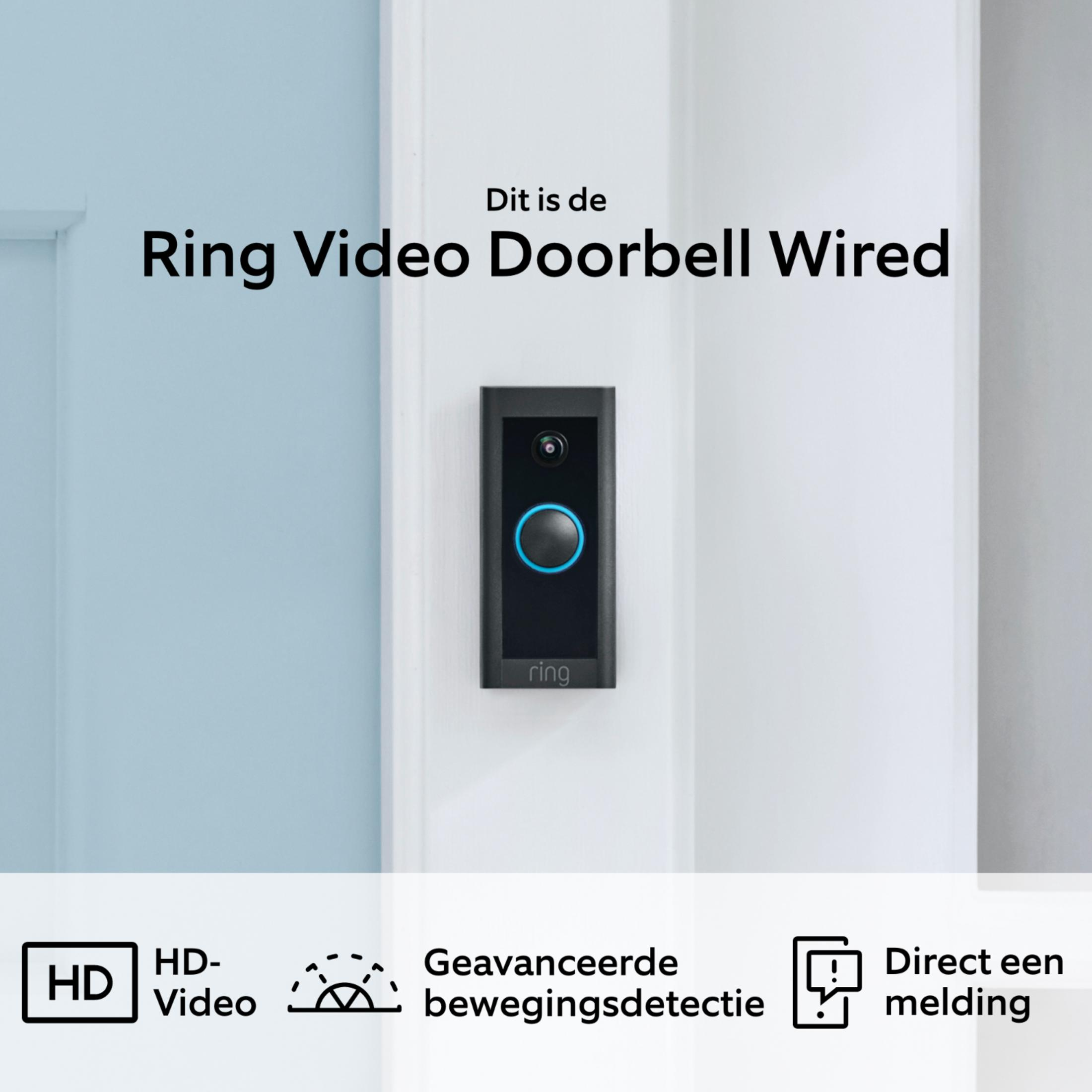Ring Video Doorbell Wired mit HD-Video, Bewegungserkennung und Benachrichtigungen.