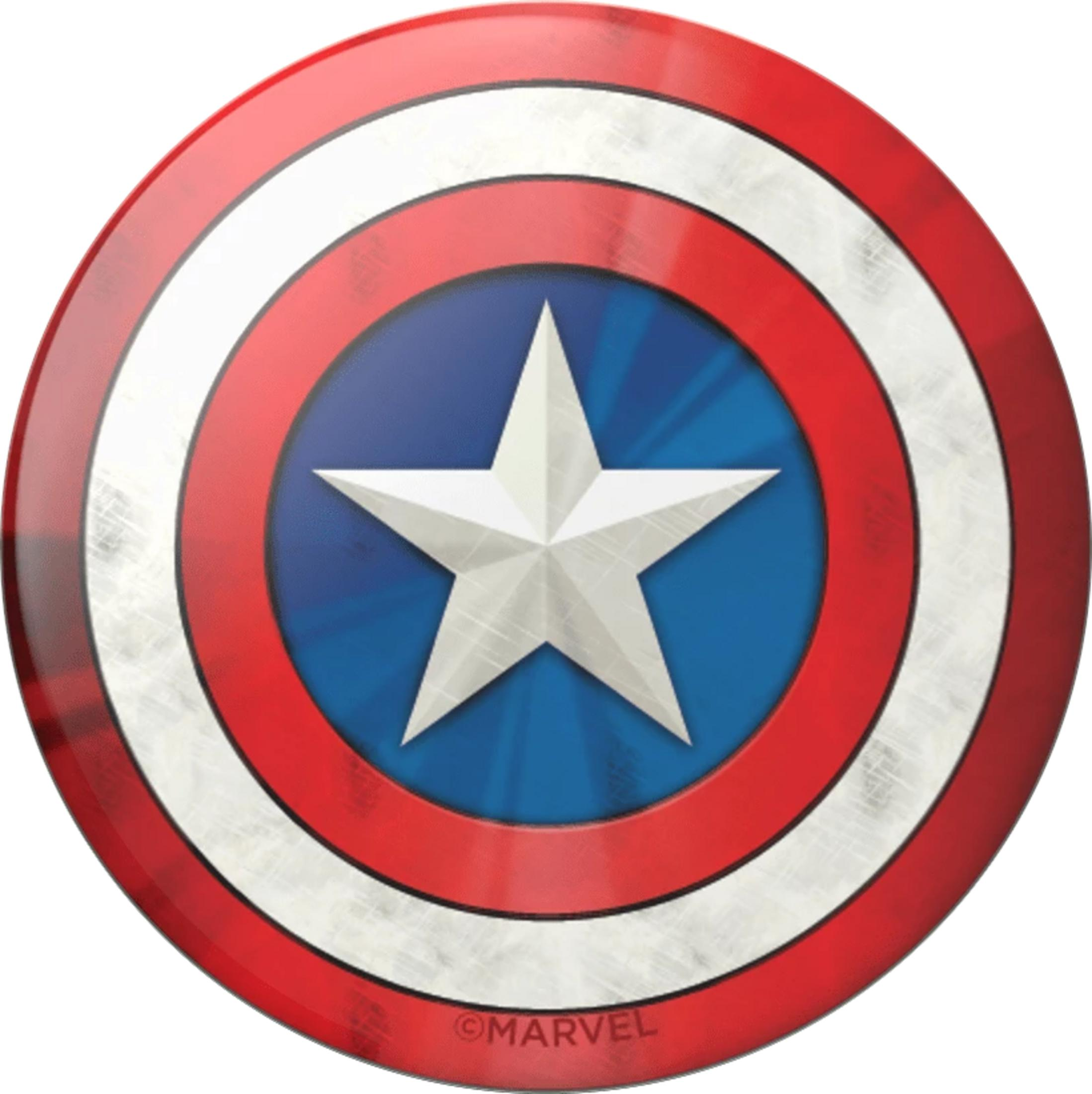 Captains Americas Schild mit roter, weißer und blauer Mitte mit silbernem Stern.