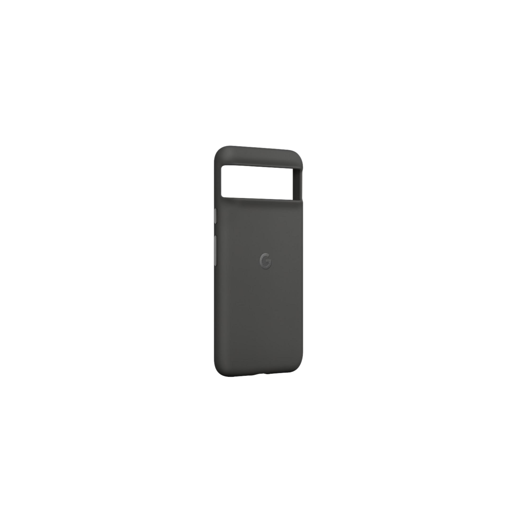 Funda de teléfono gris oscuro con logo de Google, sobre fondo blanco.