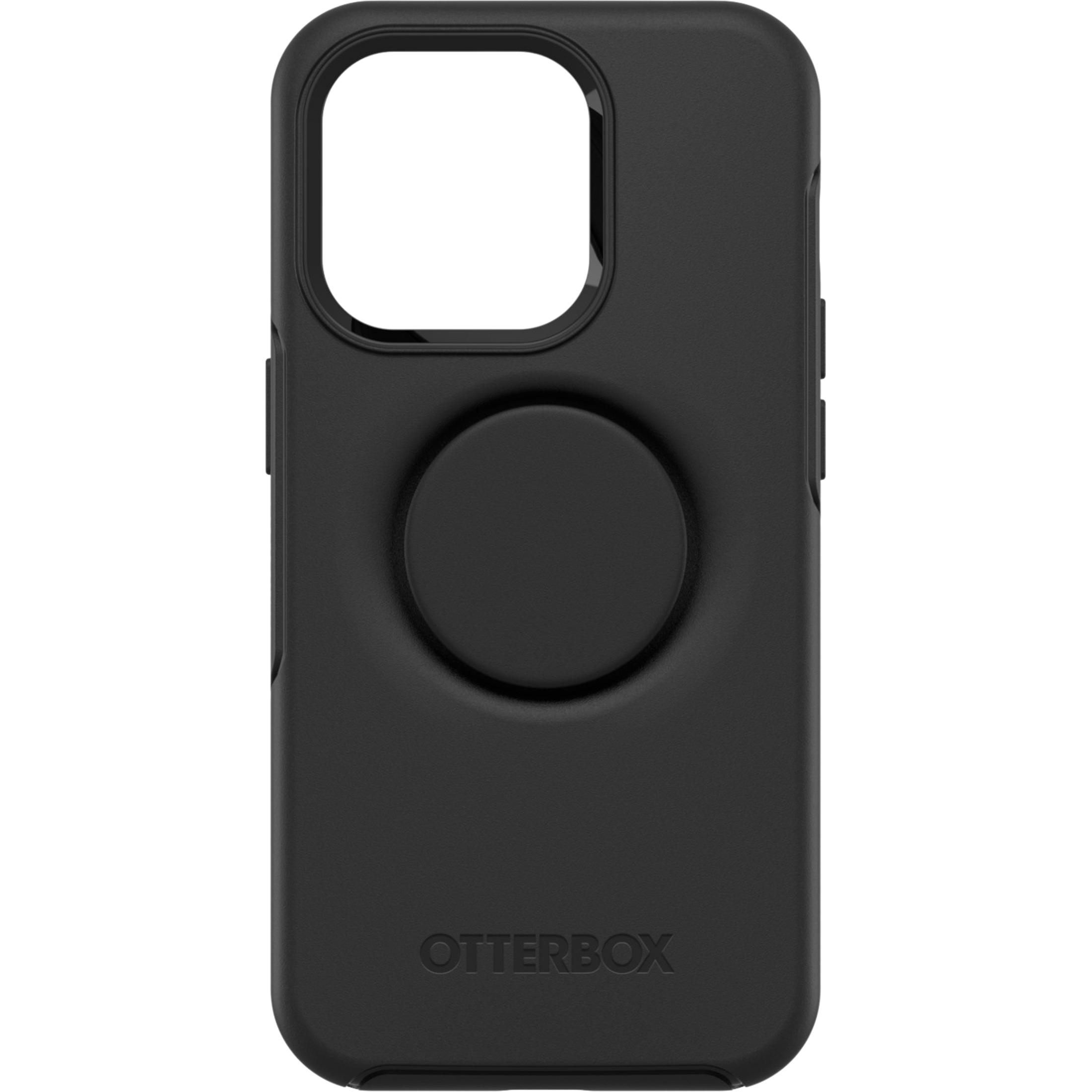 Schwarzes Handyhülle mit integriertem PopSocket und Otterbox-Logo.