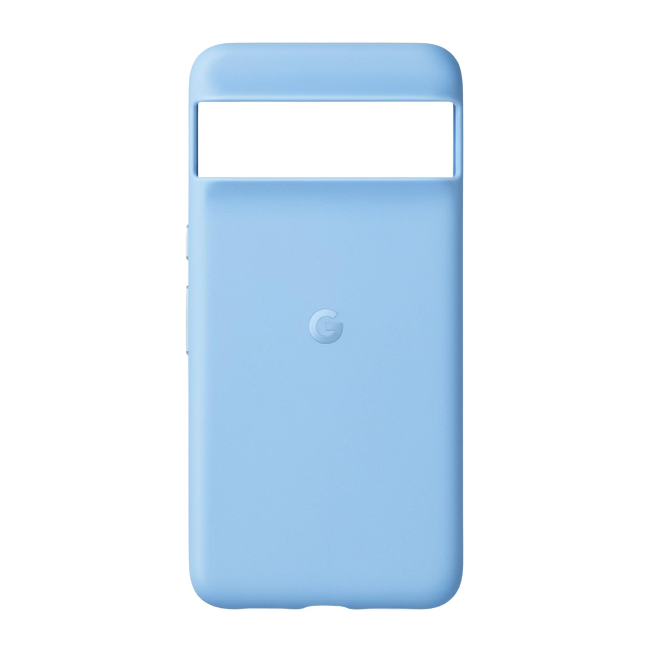 Helles blaues Handyhülle mit Google-Logo, auf weißem Hintergrund.