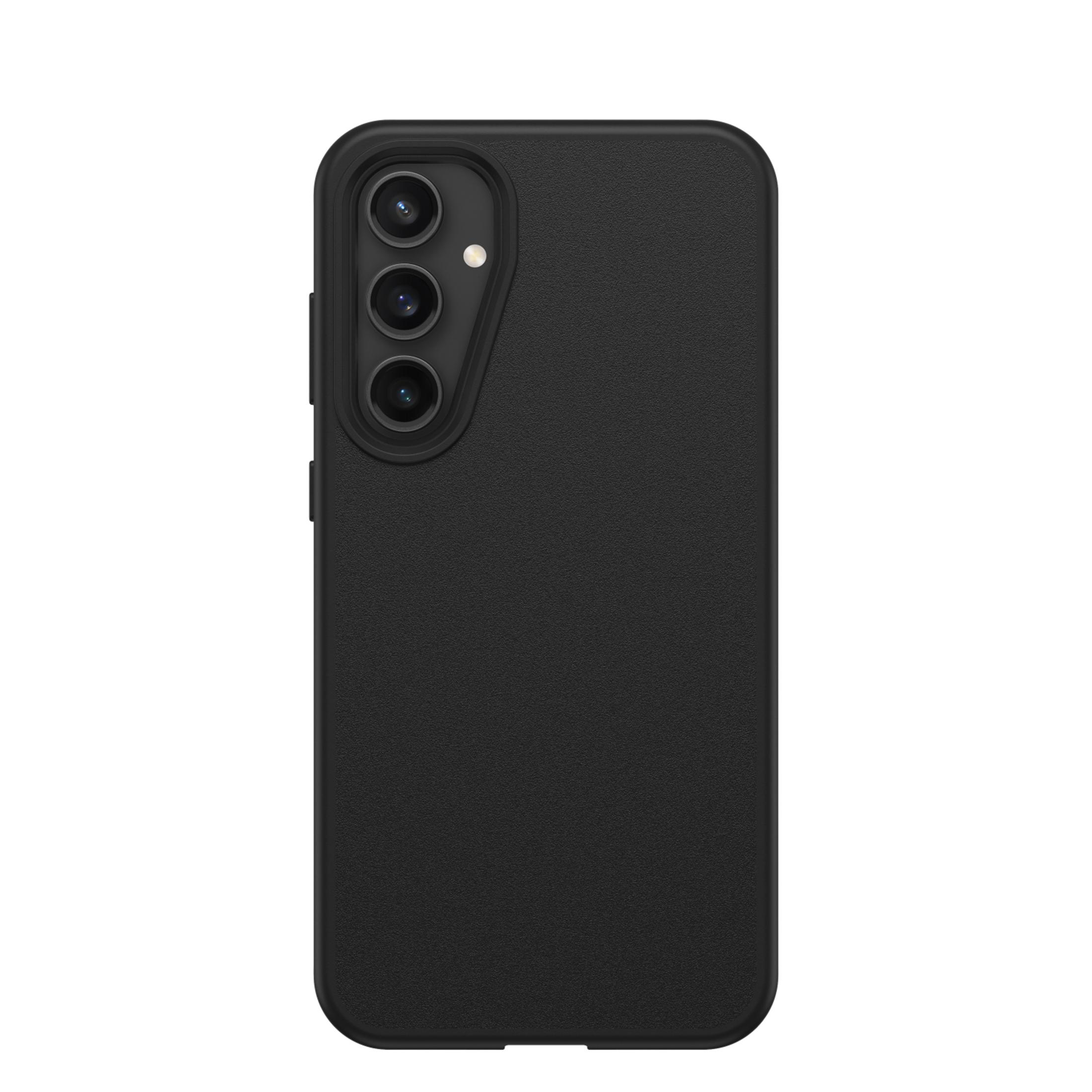 Black phone with three cameras and a flash on the back.