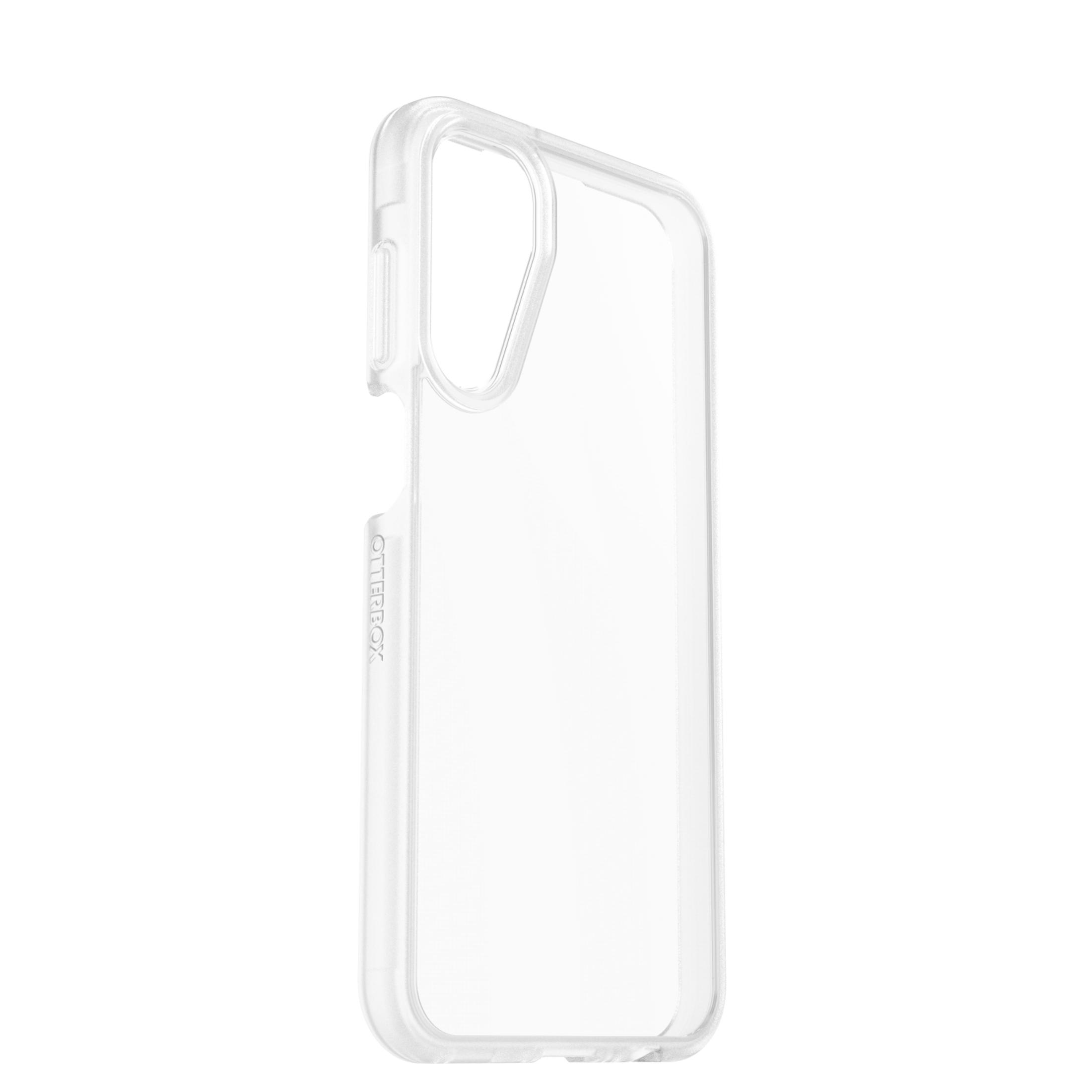 Doorzichtige telefoonhoes met Otterbox-logo aan de zijkant.
