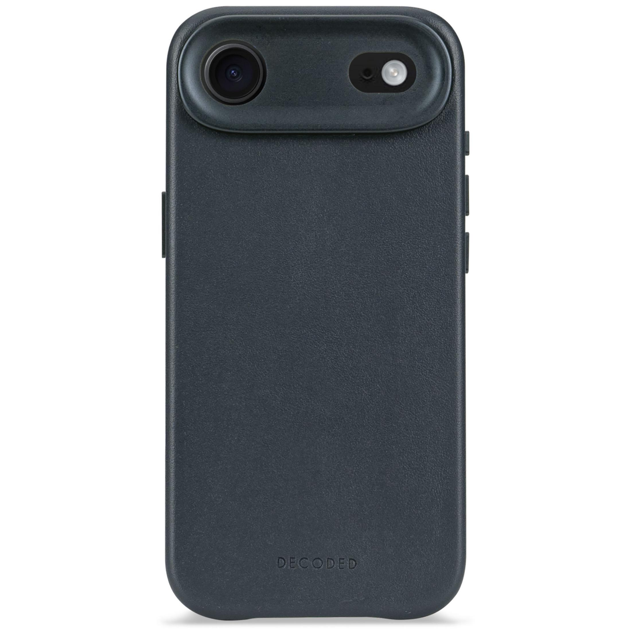 Dunkelgraues Smartphone-Case mit Kameraaussparung und Blitz.