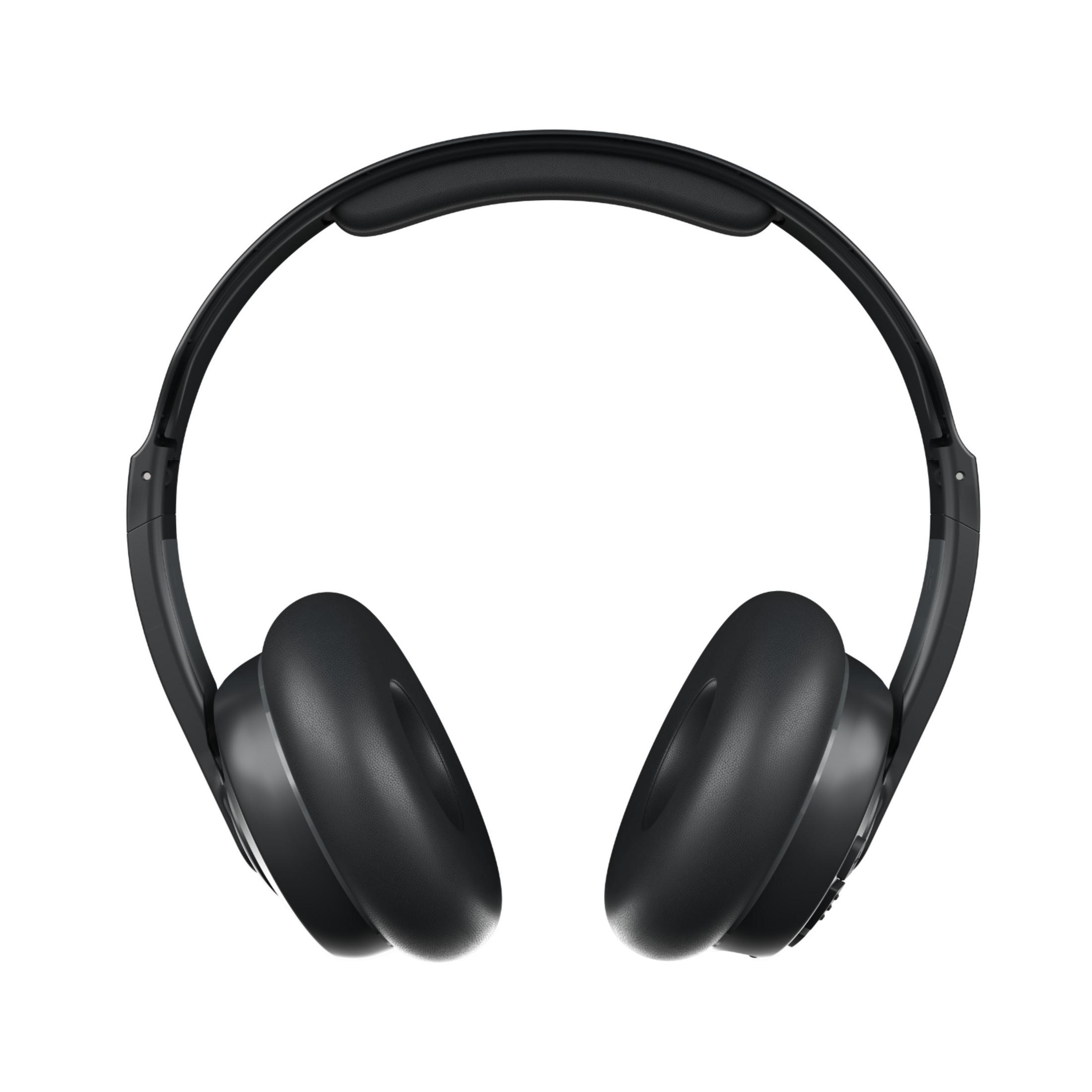 Casque noir avec arceau rembourré et oreillettes, sur fond blanc.