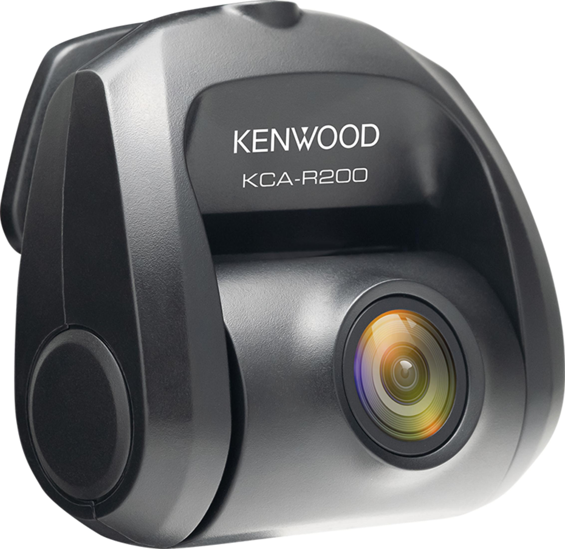 Ein schwarzer Kenwood KCA-R200 Dashcam mit einem Objektiv.