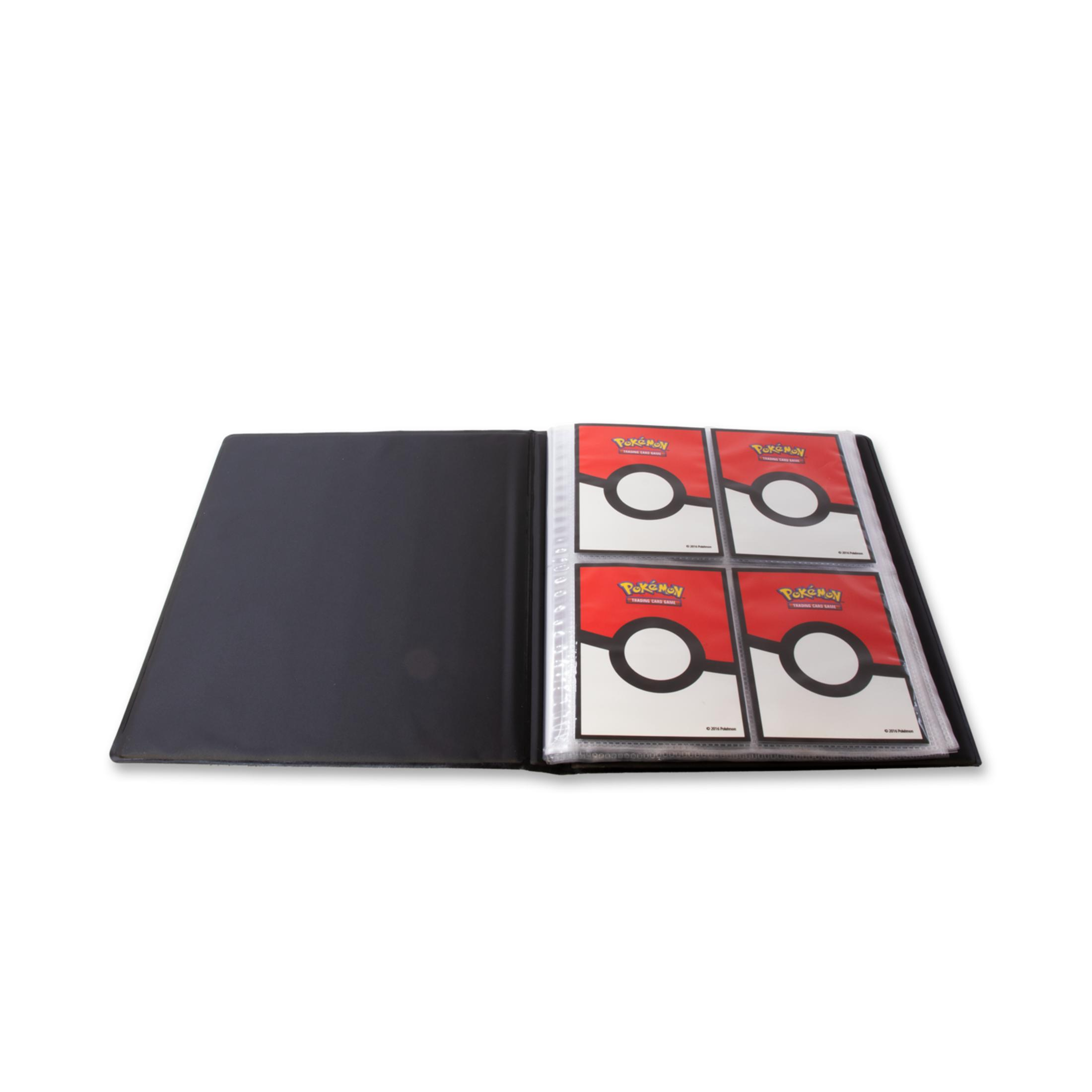 Ein schwarzes Sammelalbum mit Pokémon-Karten