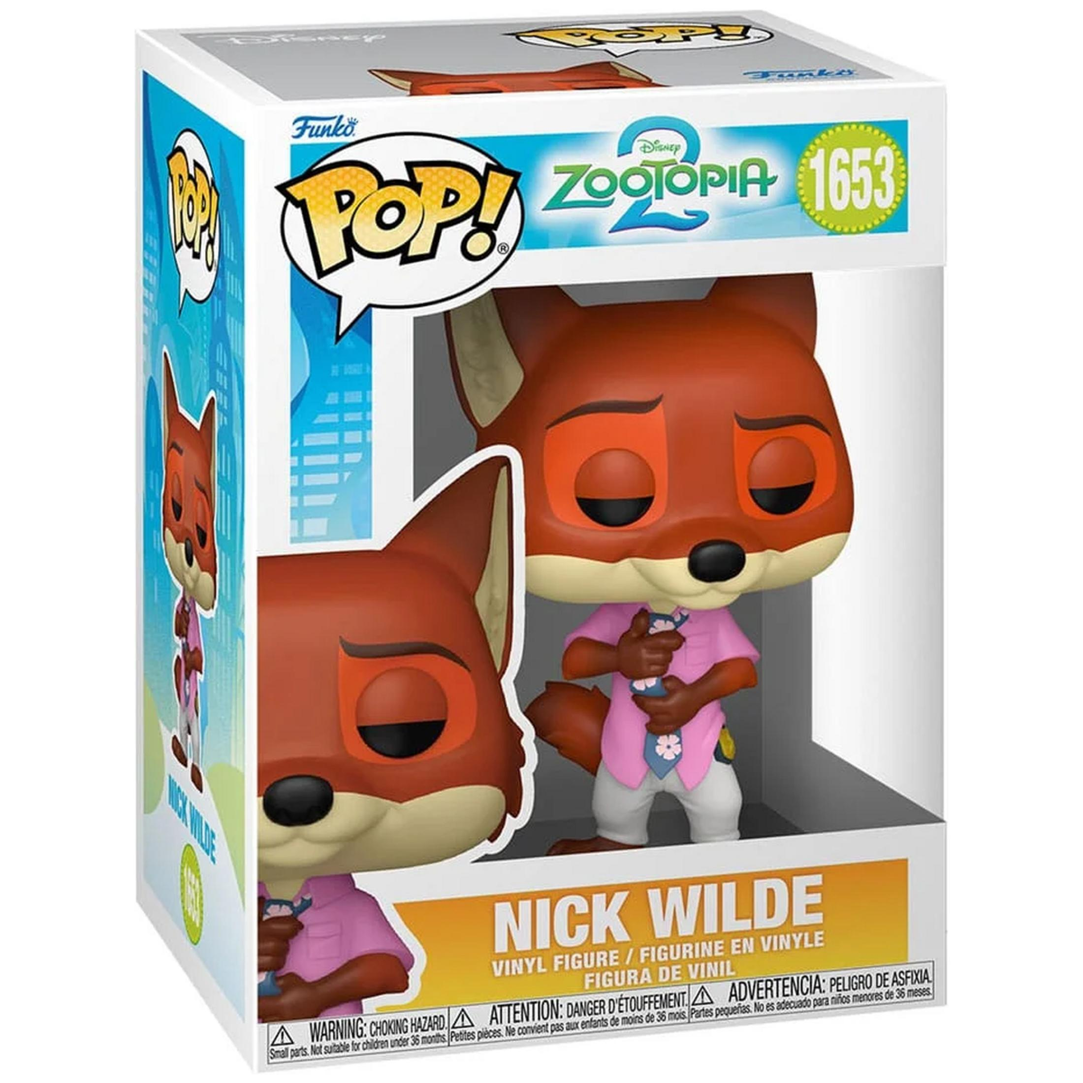 Figura de vinilo Funko POP! de Nick Wilde de Zootopia 2, con camisa rosa y corbata.
