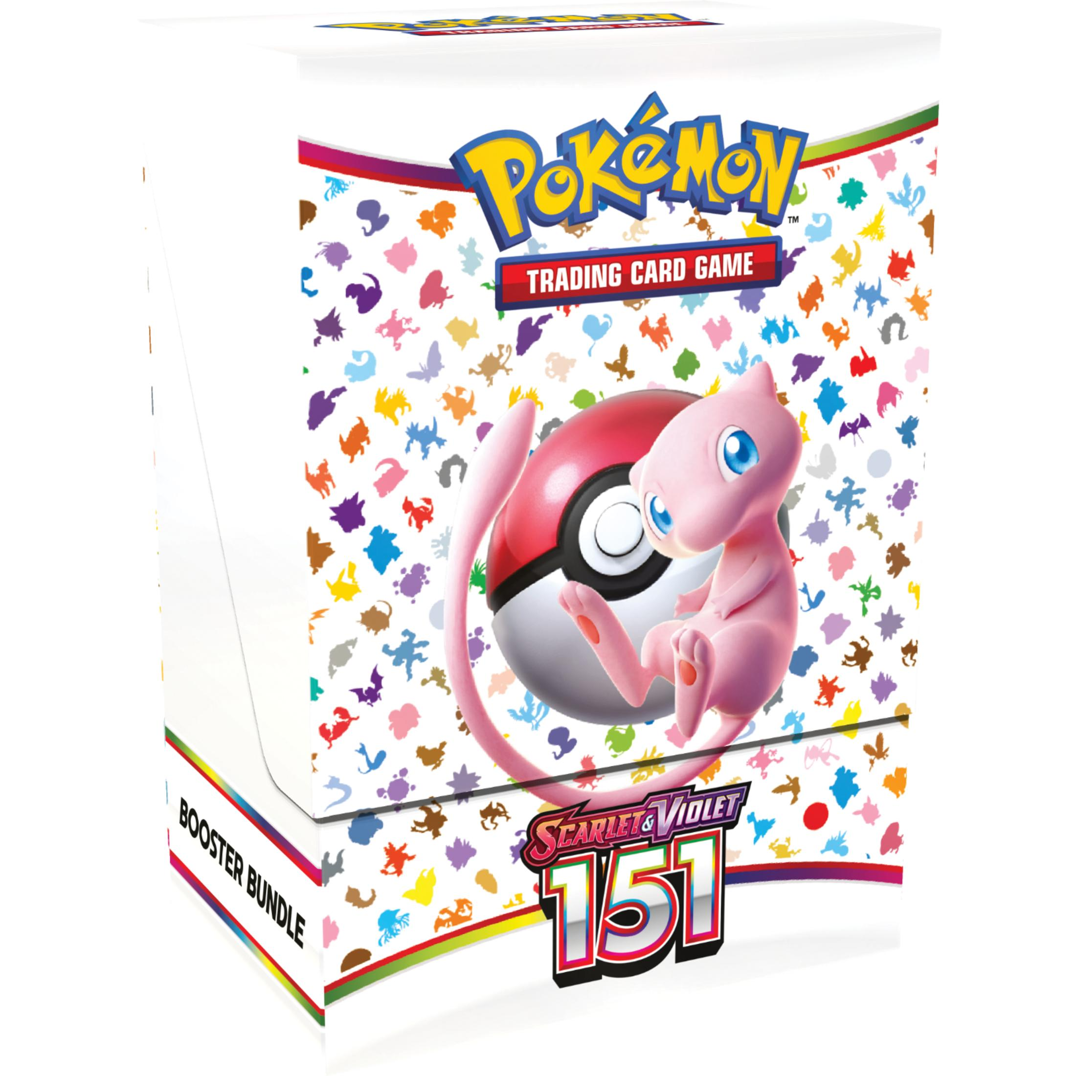 Bundle Booster Gioco di Carte Collezionabili Pokemon con Mew e Pokeball su sfondo bianco.