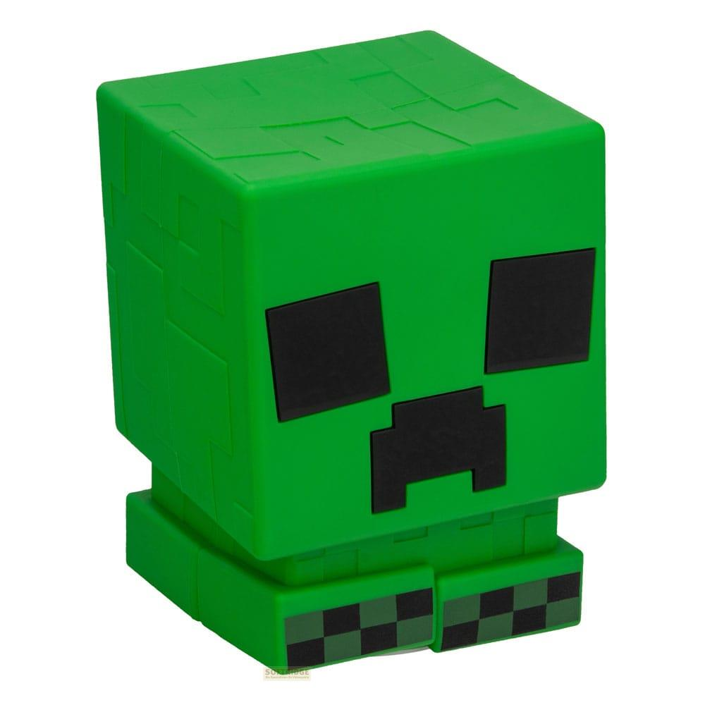 Zielona postać Minecraft Creeper z czarnymi rysami twarzy.