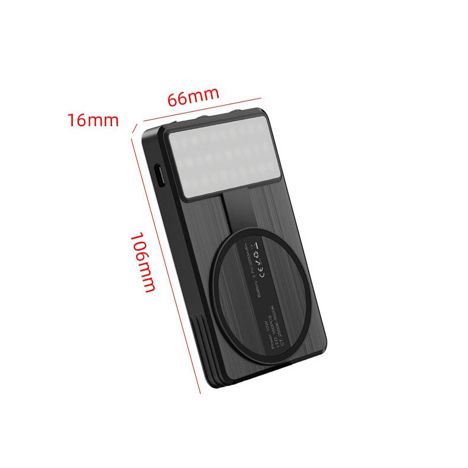 Schwarzes LED-Licht mit Maßen 106x66x16mm und runder Rückseite.
