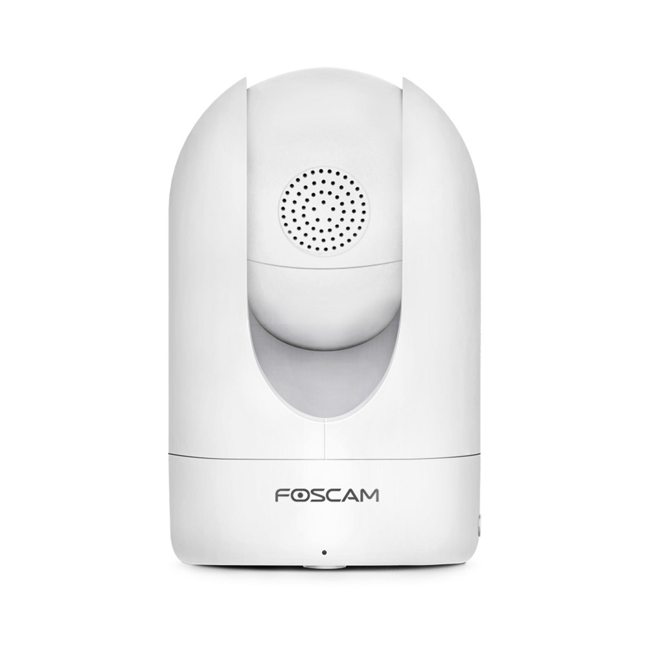 A white Foscam security monitor with speaker and camera.