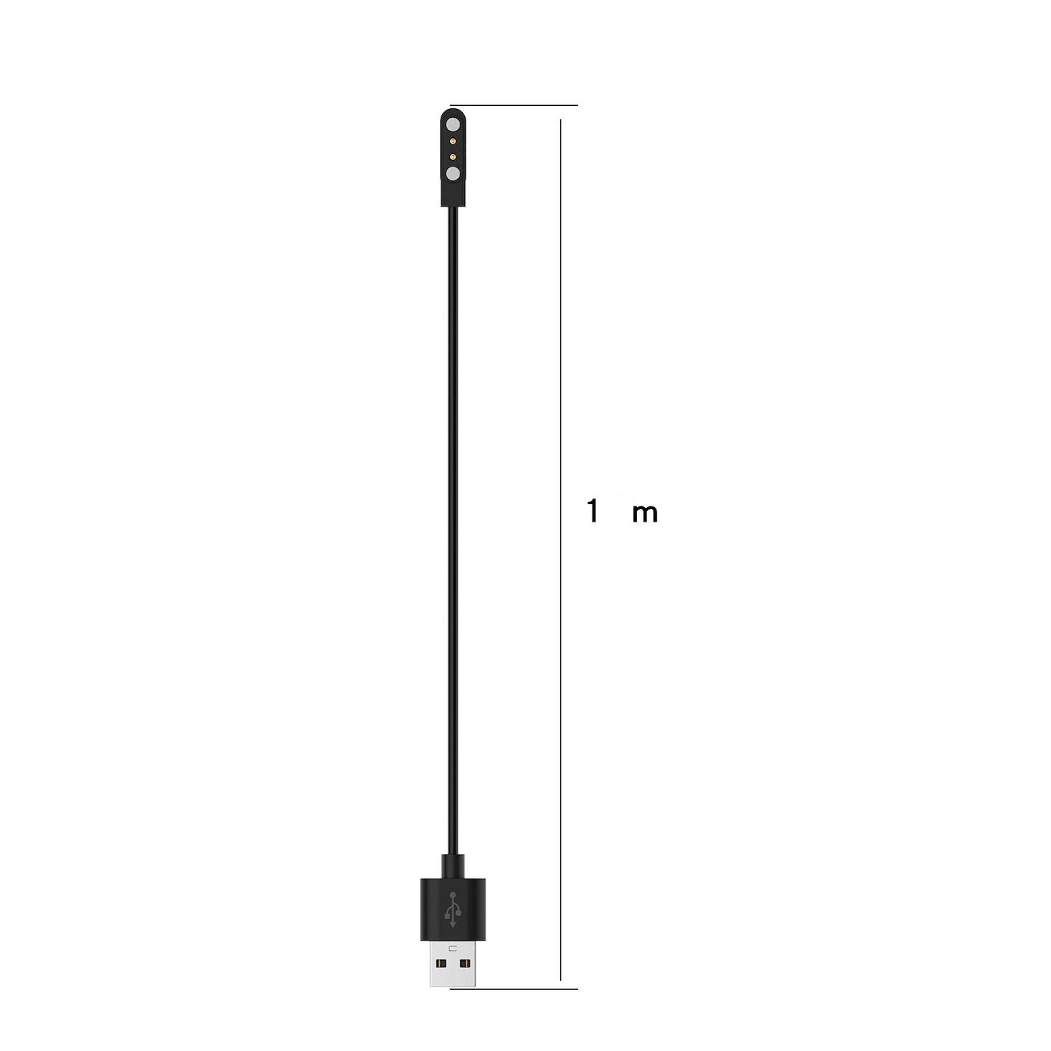 Ein schwarzes USB-Kabel mit magnetischem Ladeanschluss und einer Länge von 1 Meter.