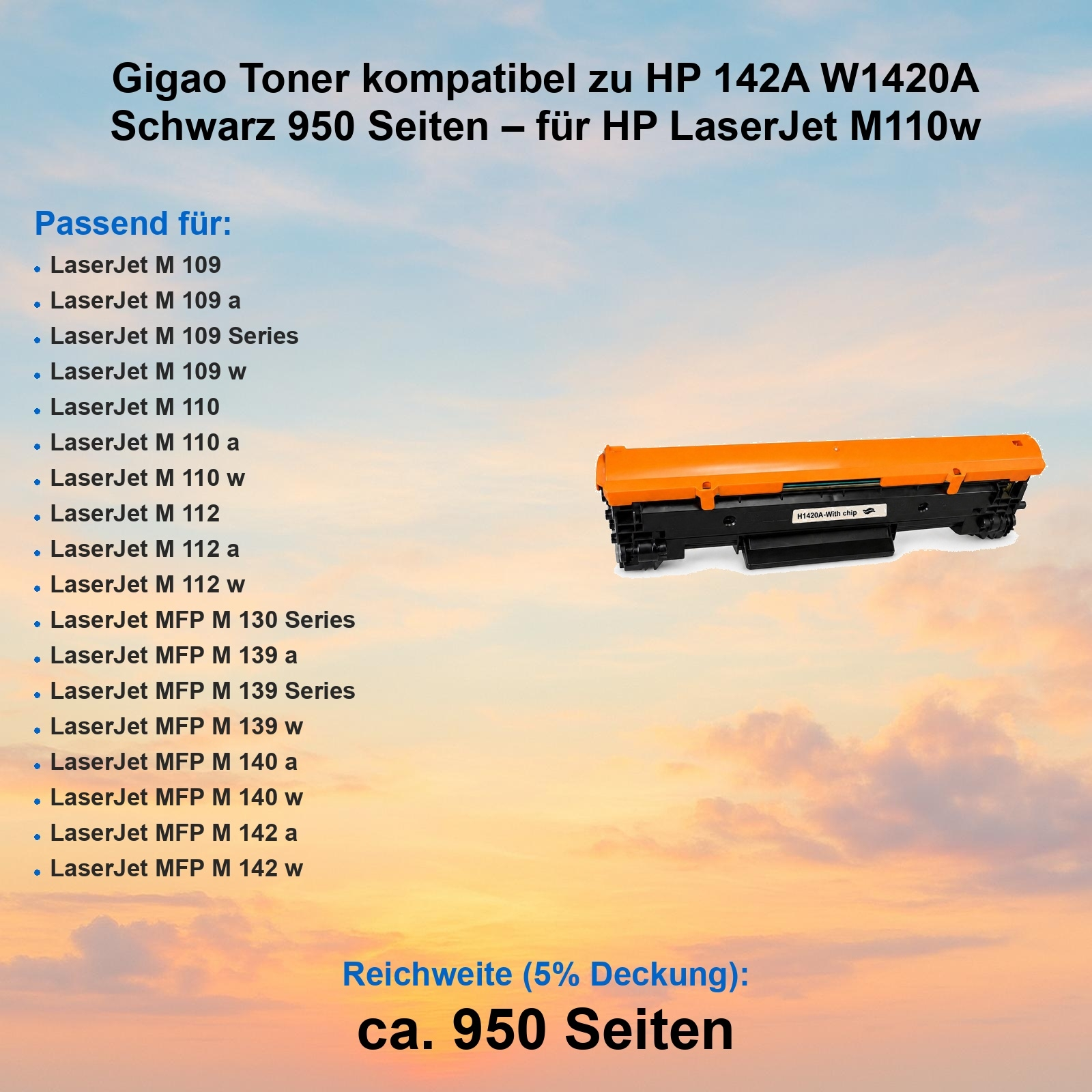 Orangeer Toner für HP LaserJet M110w, kompatibel mit 950 Seiten.