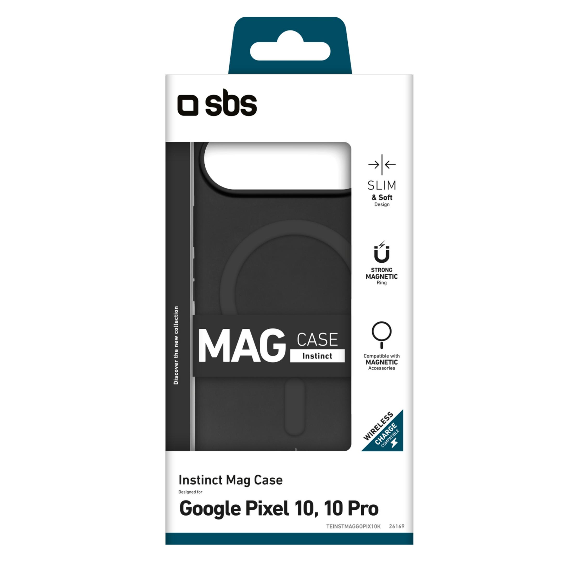 Funda SBS Instinct Mag para Google Pixel 10/10 Pro, negra, delgada, magnética.