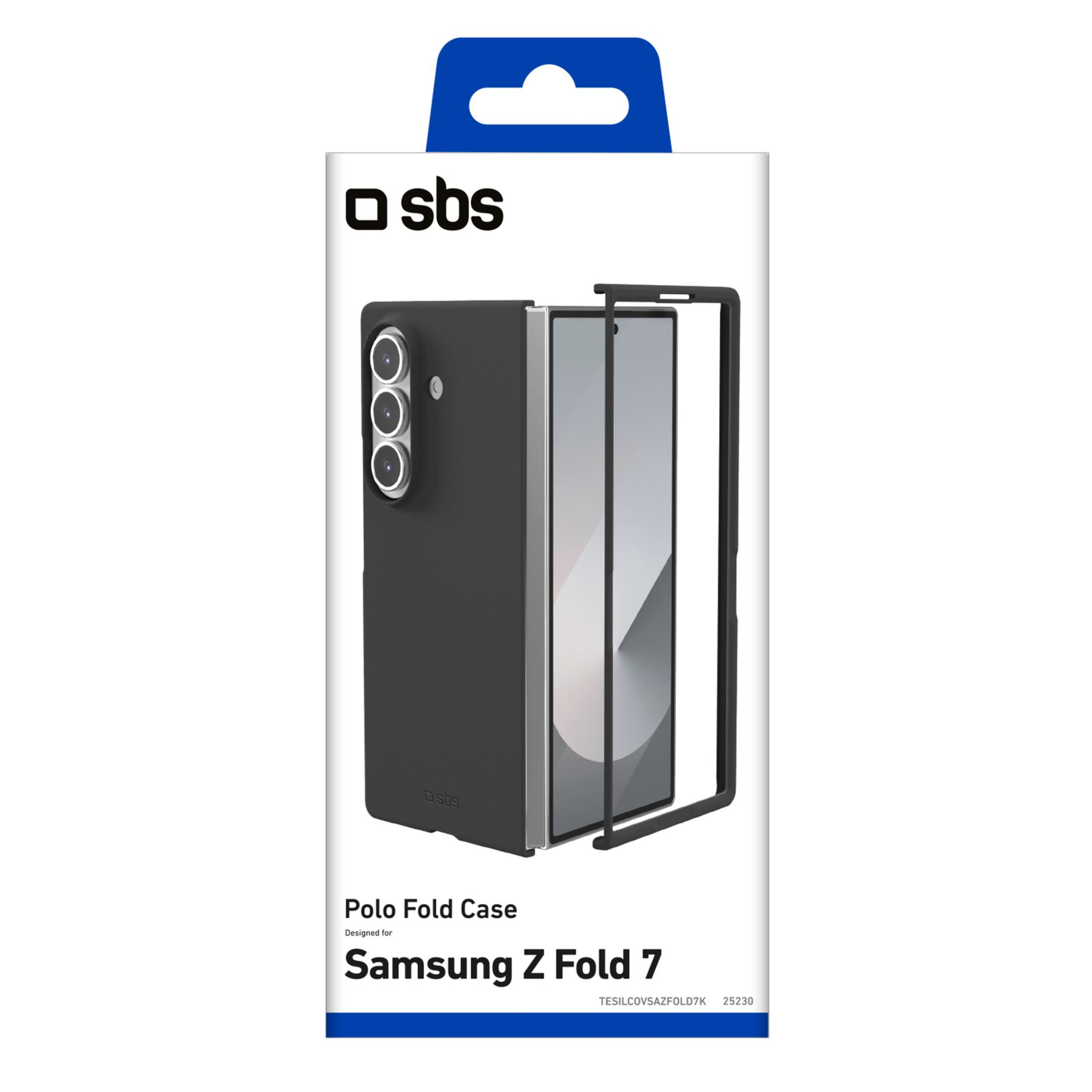 Custodia SBS Polo Fold per Samsung Z Fold 7, custodia nera con cornice.