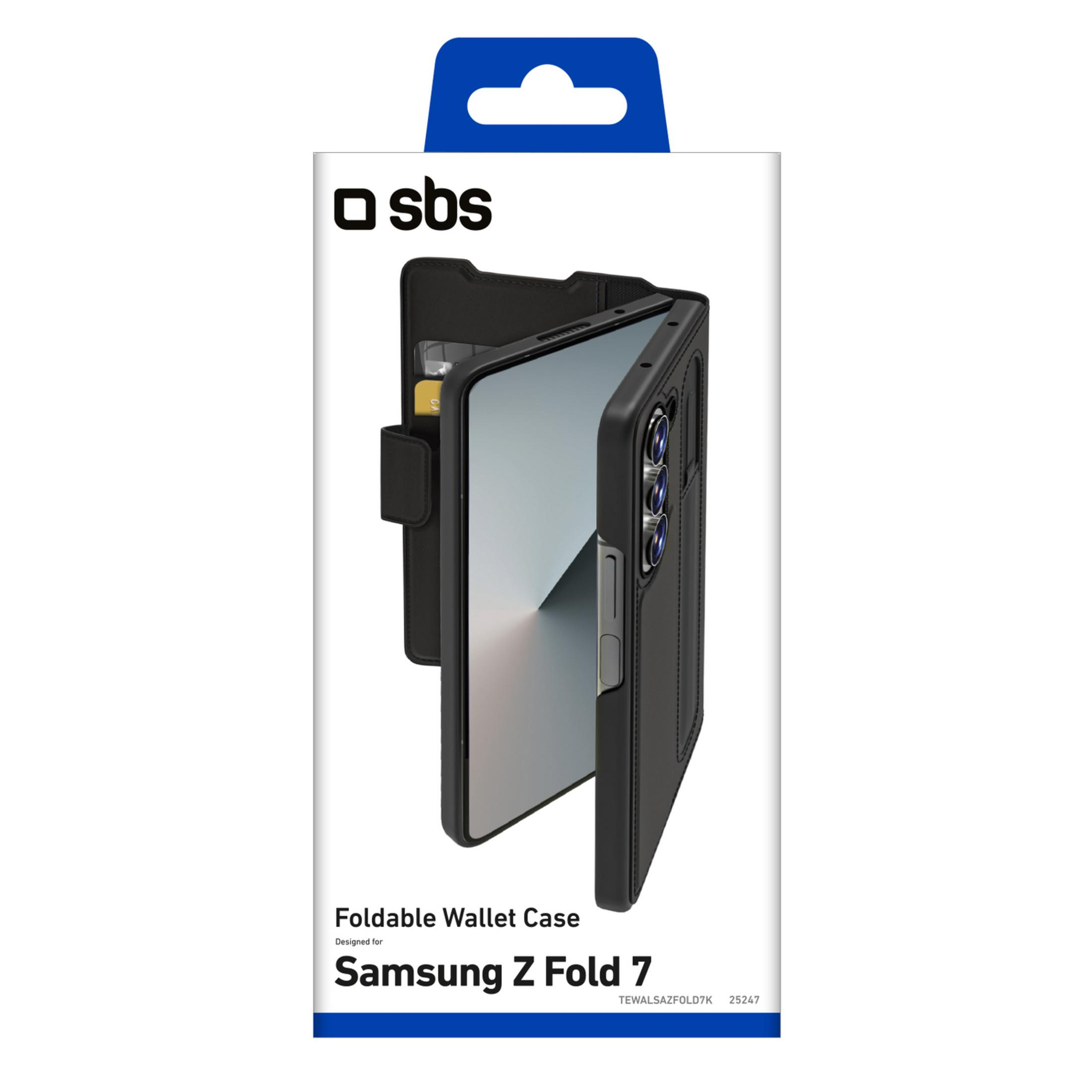 Funda tipo cartera negra para Samsung Z Fold 7.