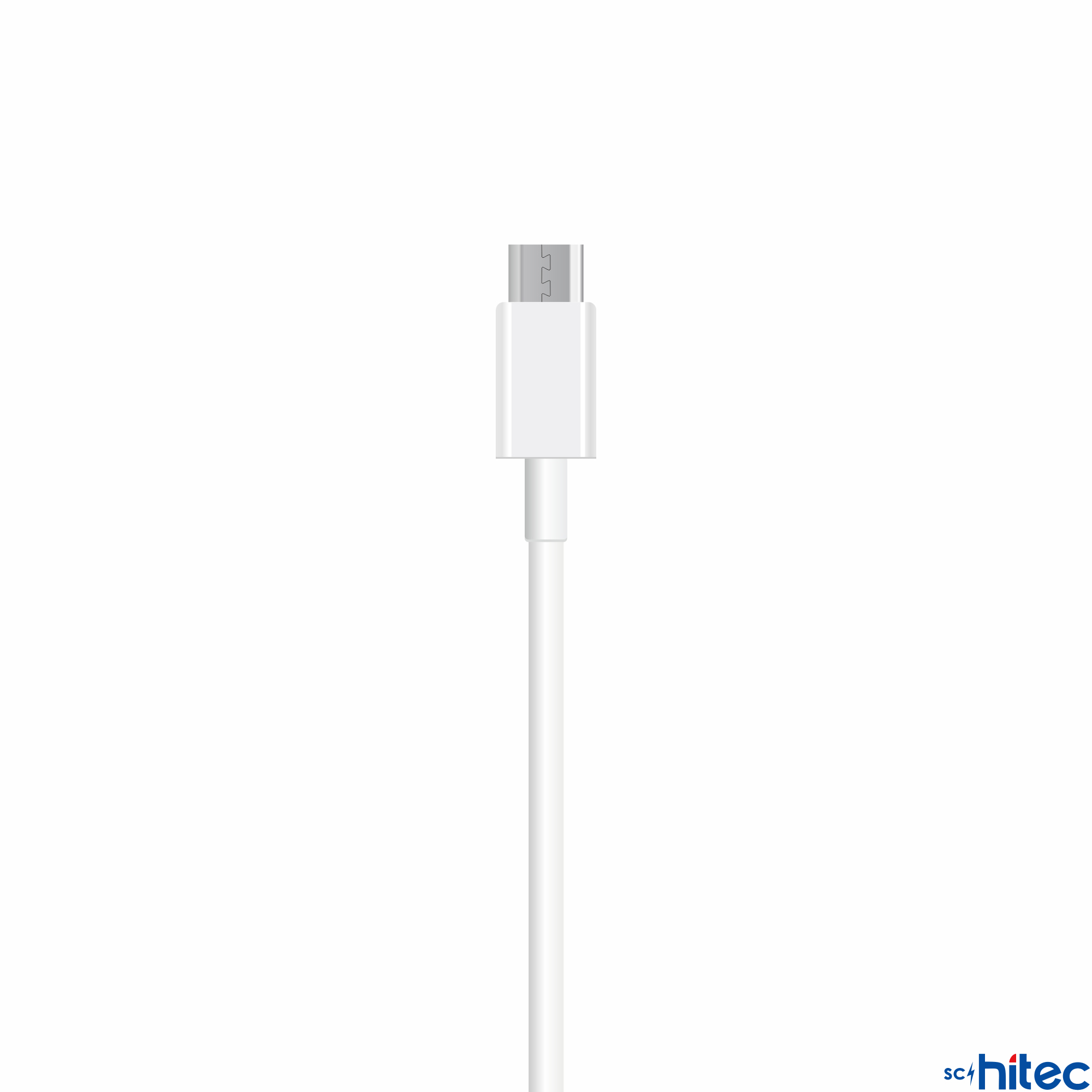 Gümüş renkli konektöre sahip beyaz USB-C kablosu.