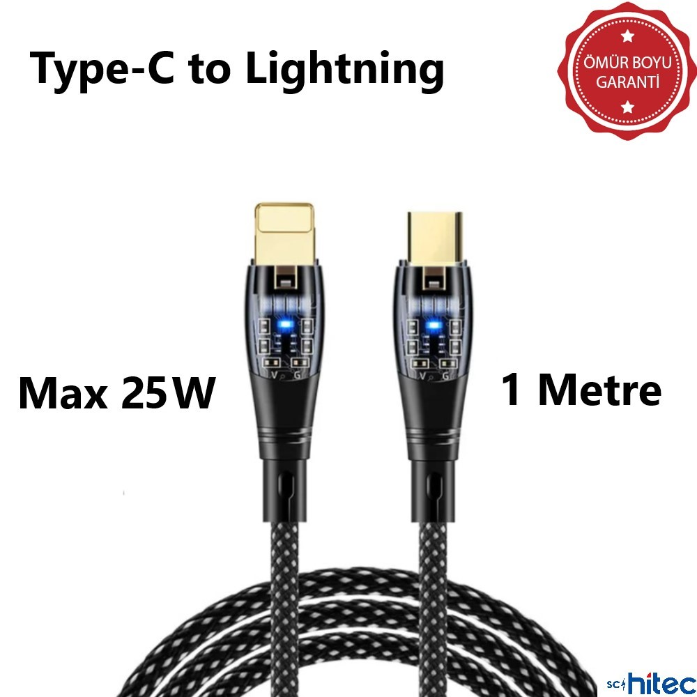 Type-C - Lightning kablosu, 25W, 1 metre, garantili.