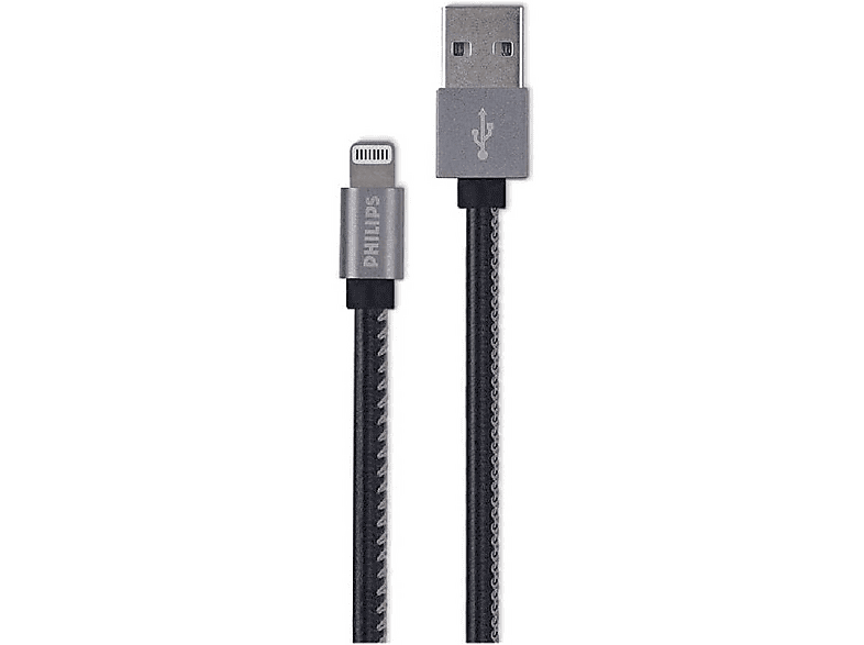 PHILIPS DLC2508B Lightning Deri Şarj ve Data Kablosu Siyah