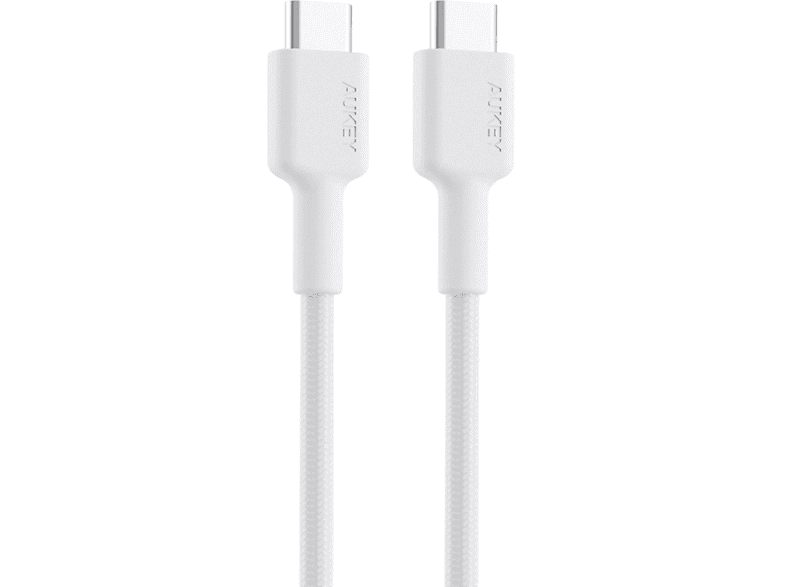 AUKEY CB-CD45-BK PD Naylon Örgülü Type-C Type-C 0.9 m Şarj Kablosu Beyaz