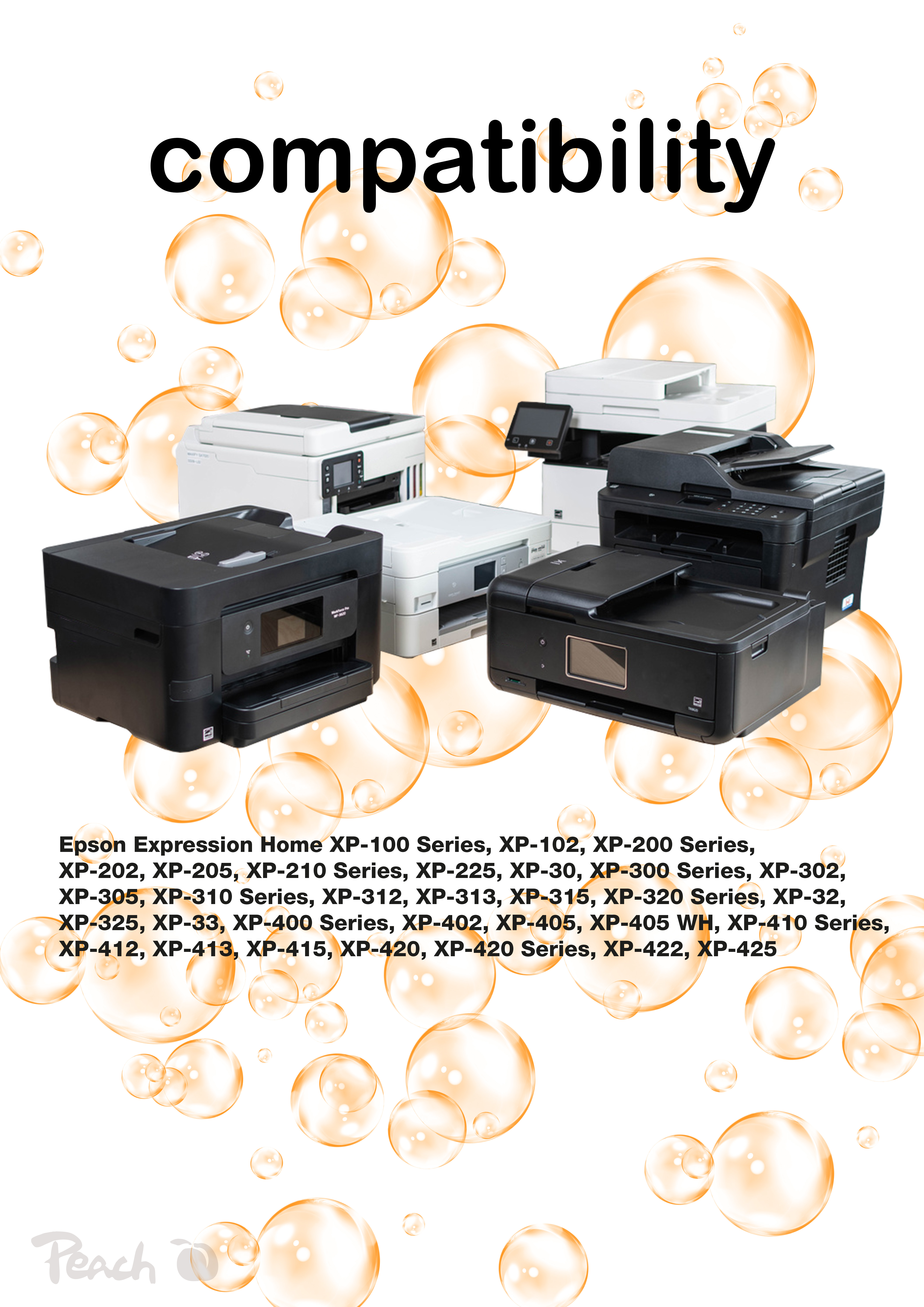 Plusieurs imprimantes Epson, noires et blanches, avec le mot 