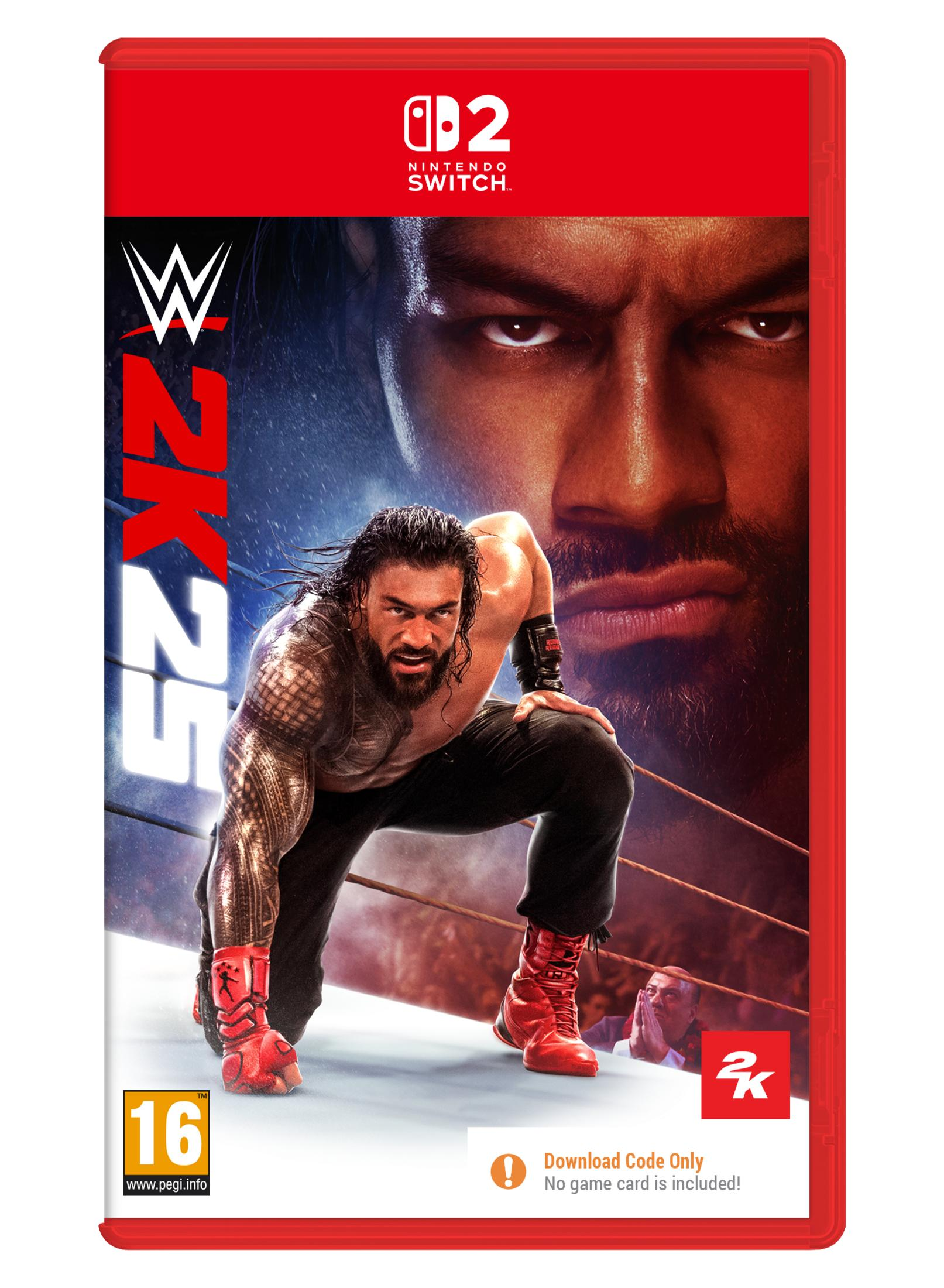 Copertina Nintendo Switch WWE 2K23 con Roman Reigns, PEGI 16.