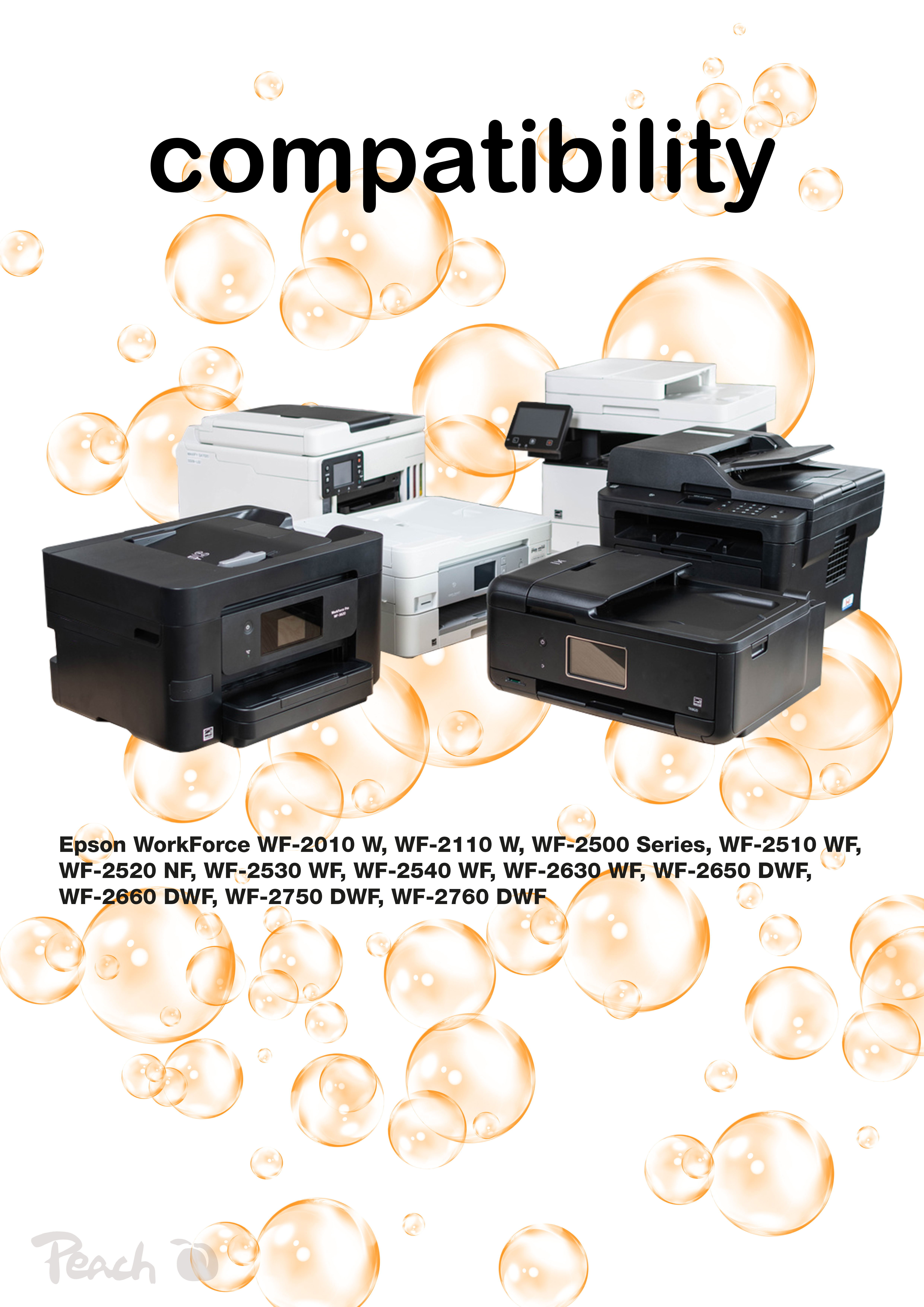 Plusieurs modèles d'imprimantes Epson avec le mot compatibilité.