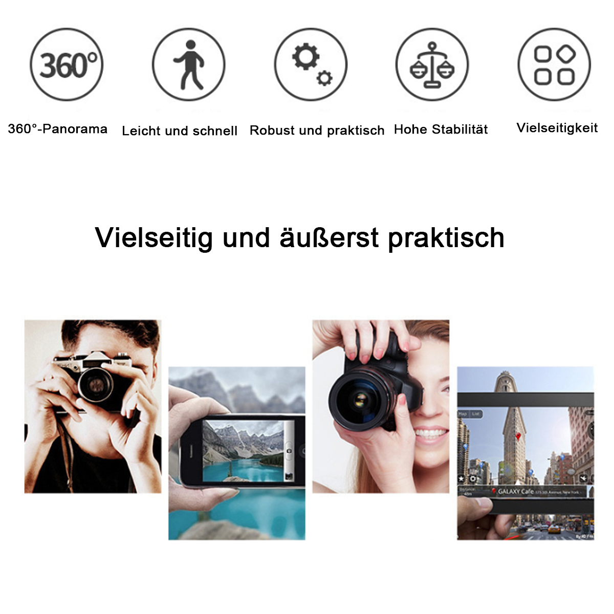 Vielseitig und äußerst praktisch: Icons zeigen Panorama, Laufen, Zahnrad, Waage, Quadrate.