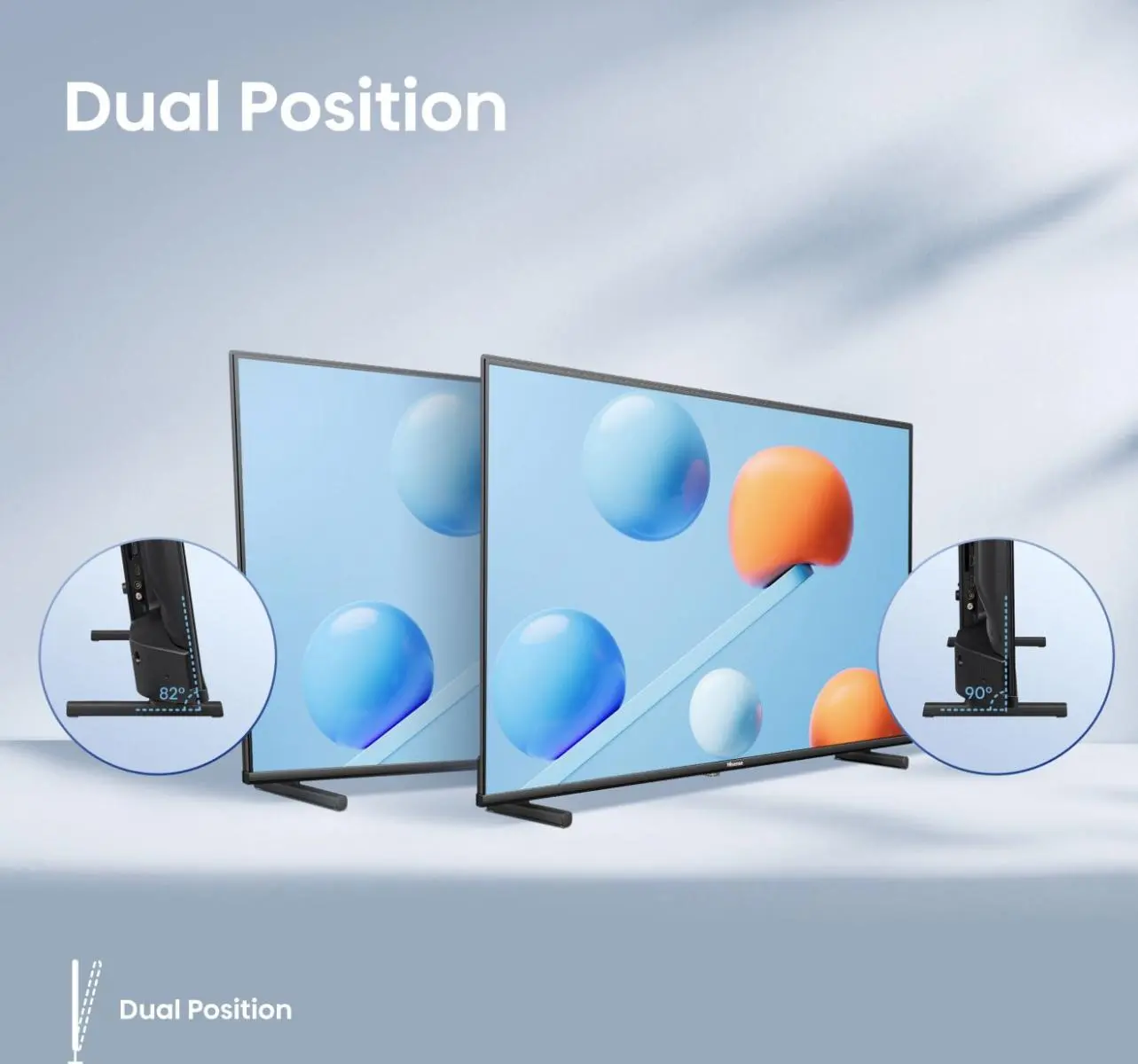 Due TV con diverse angolazioni del supporto, con primi piani del supporto.