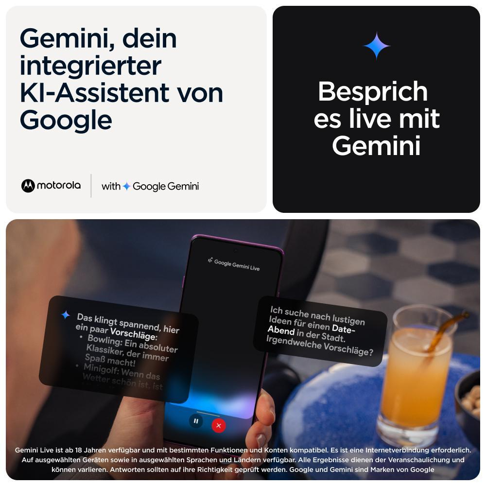 Teléfono Motorola con IA de Google Gemini, que da sugerencias de actividades.
