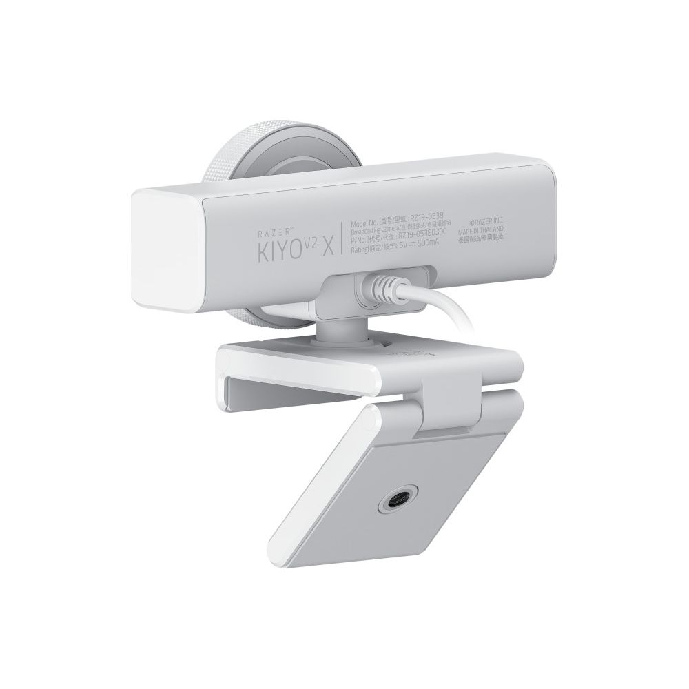 Webcam Razer KIYO V2 X bianca con supporto regolabile, modello RZ19-0538.