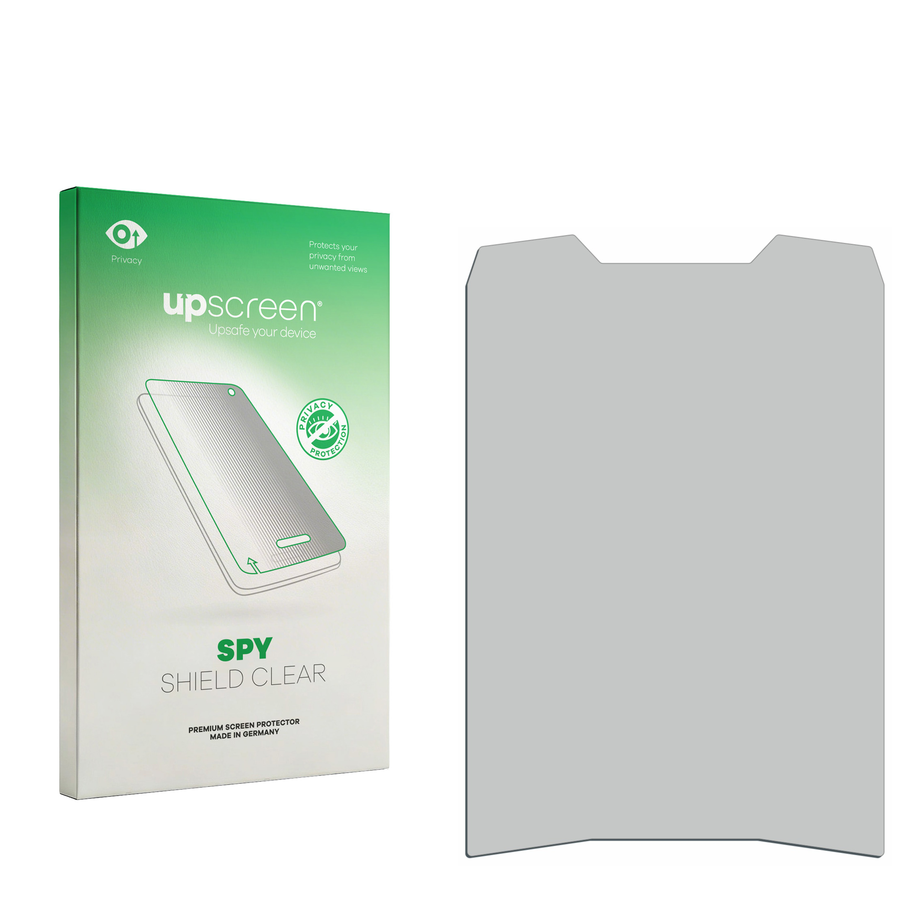 Verpackung für einen Sichtschutz-Displayschutz, mit einem Bild eines Smartphones.