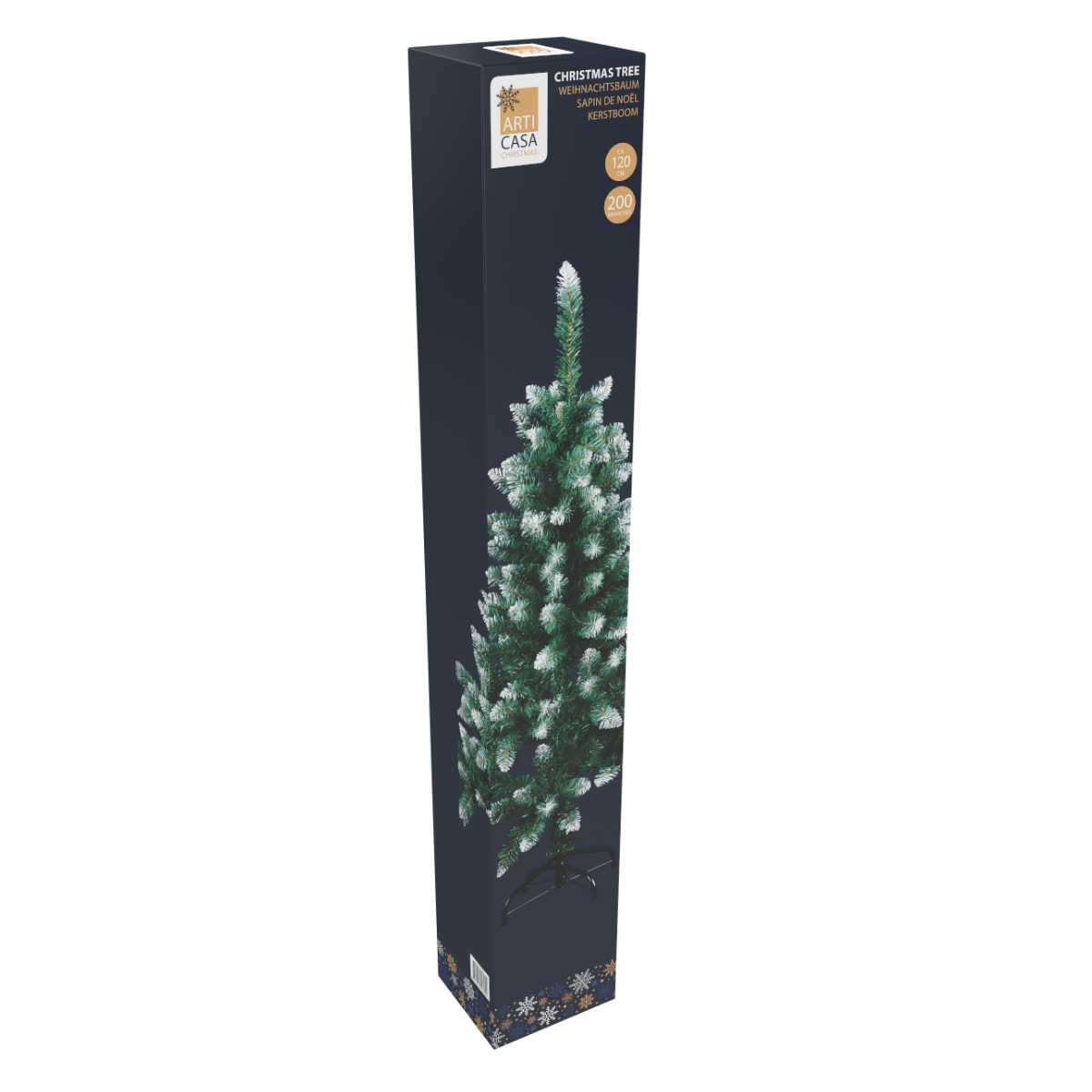 Boîte d'arbre de Noël enneigé, 120 cm.