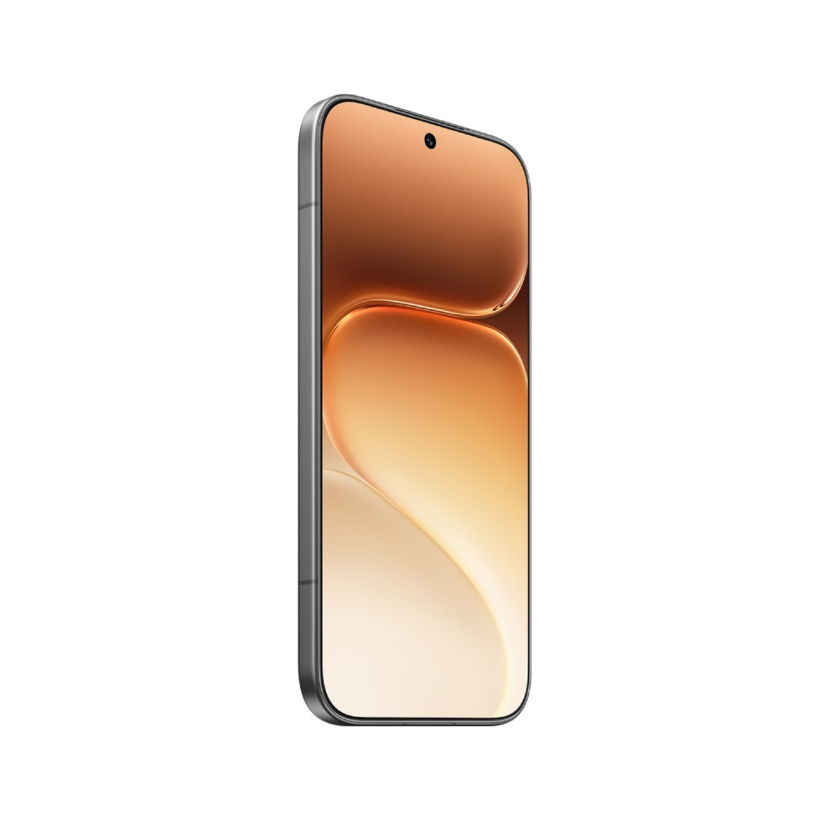 Ein modernes Smartphone mit silbernem Rahmen und einem Farbverlauf auf dem Bildschirm.