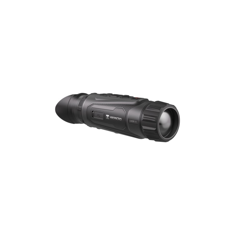A black monocular night vision device with HIKMICRO logo and LH35 marking.