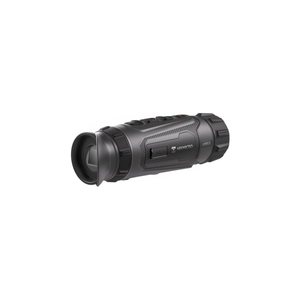 Gray thermal imaging device with buttons and lens cover.