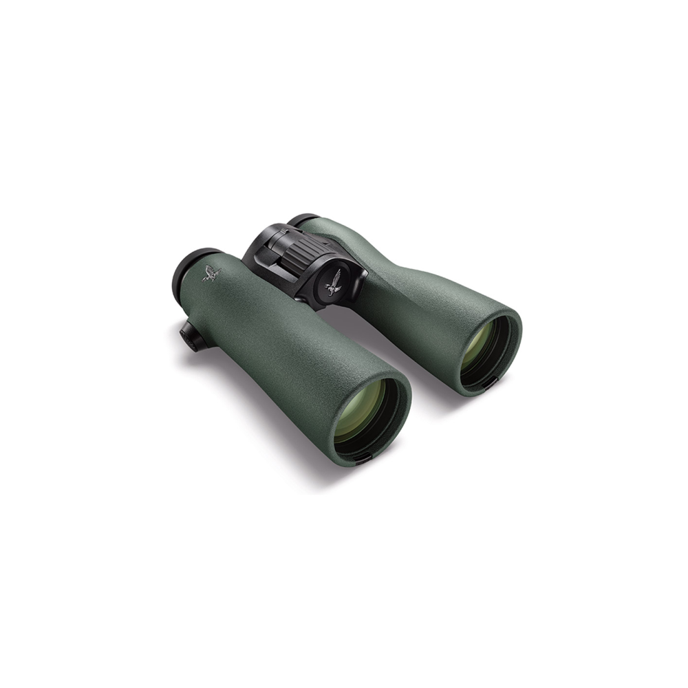 Green binoculars with silver logo on a white background.