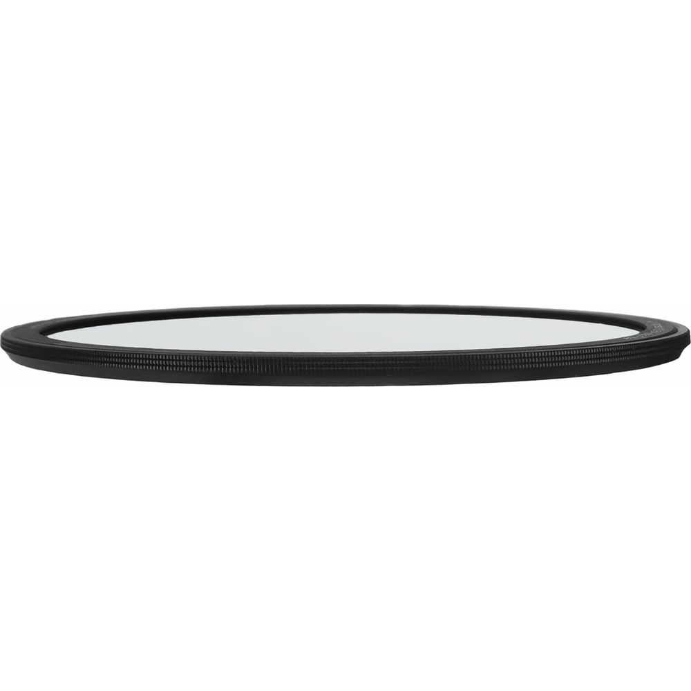 Een rond, zwart lensfilter met een glazen middenstuk.