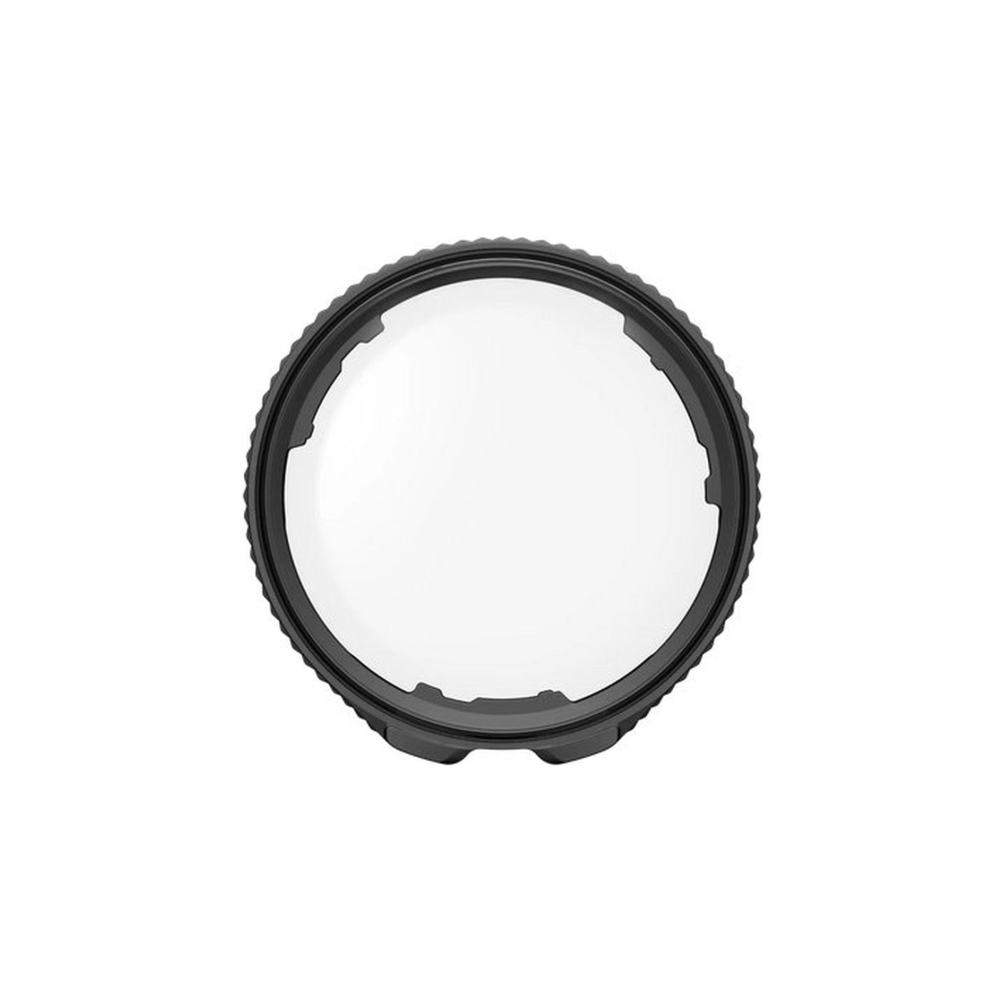 Zwartgrijze lensfilter met getextureerde rand en helder midden.