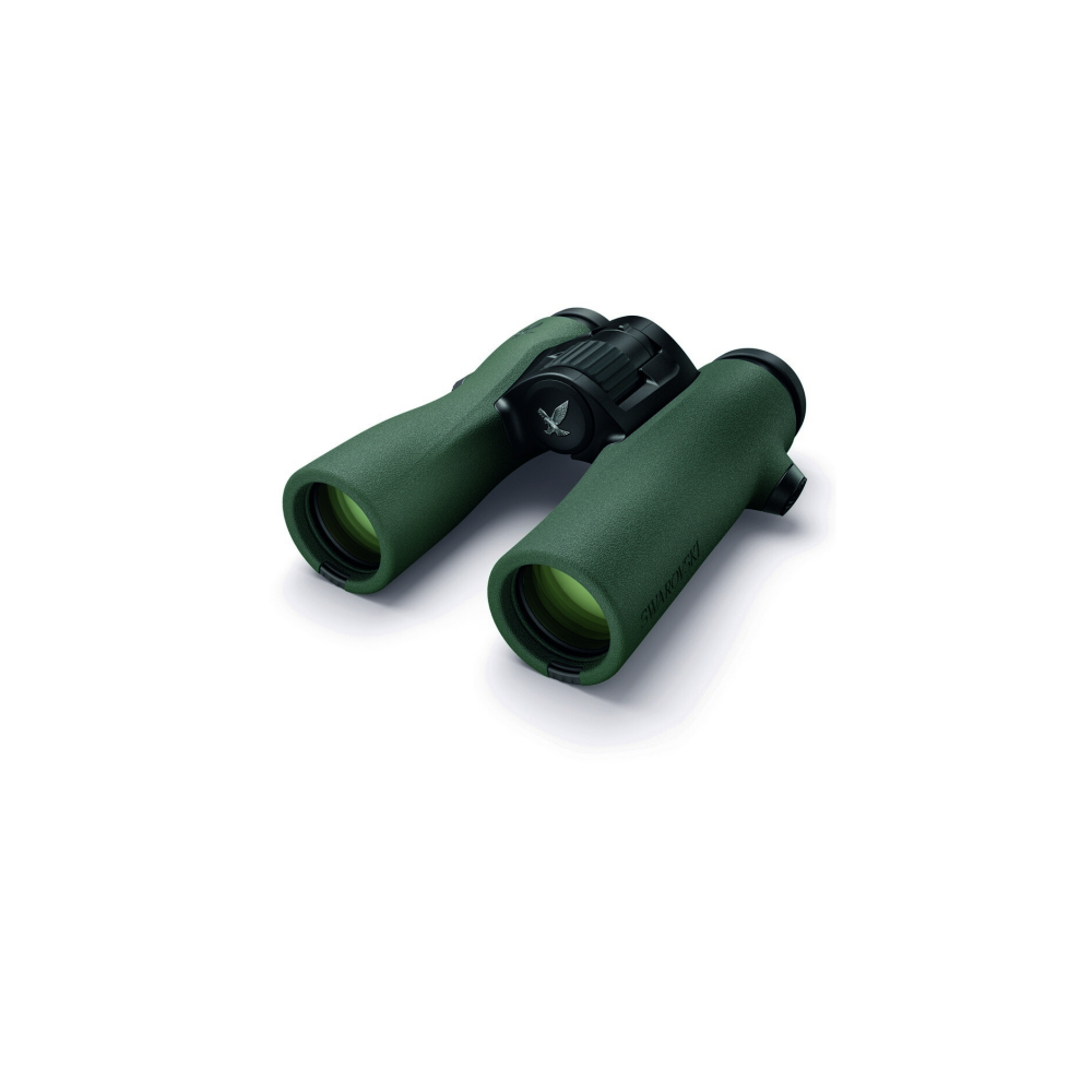 Green binoculars with a black center and a silver eagle logo.