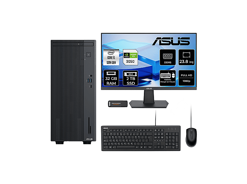ASUS EC P500MV RTX3050 6 GB 23.8" P500I513428512B0DP667 PER4 Bellek Intel Core i5-13420H 32 GB RAM 2 TB SSD FreeDOS Masaüstü Bilgisayar