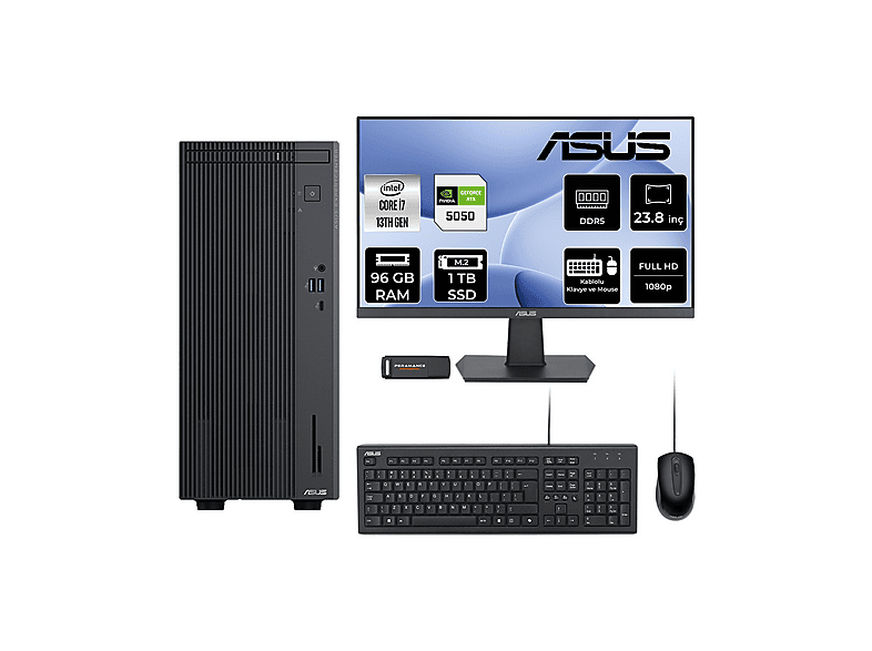 ASUS EC P500MV RTX5050 8 GB 23.8" P500I7136216512B0DP738 PER4 Bellek Intel Core i7-13620H 96 GB RAM 1 TB SSD FreeDOS Masaüstü Bilgisayar