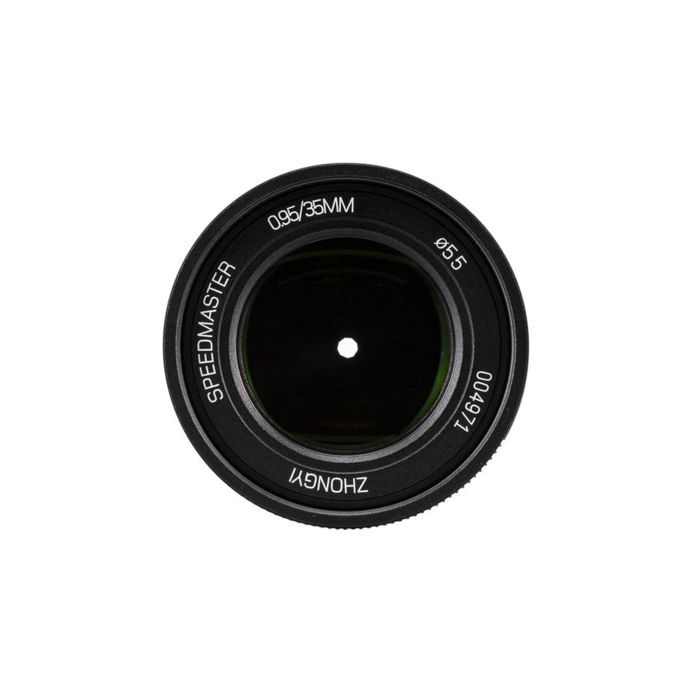Lens with SPEEDMASTER, 0.95/35MM, Ø55, and 004971 markings.