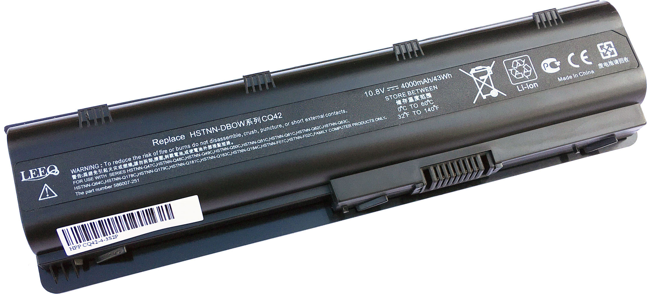 Czarna bateria do laptopa z tekstem, model HSTNN-DBOW CQ42, 4000mAh.