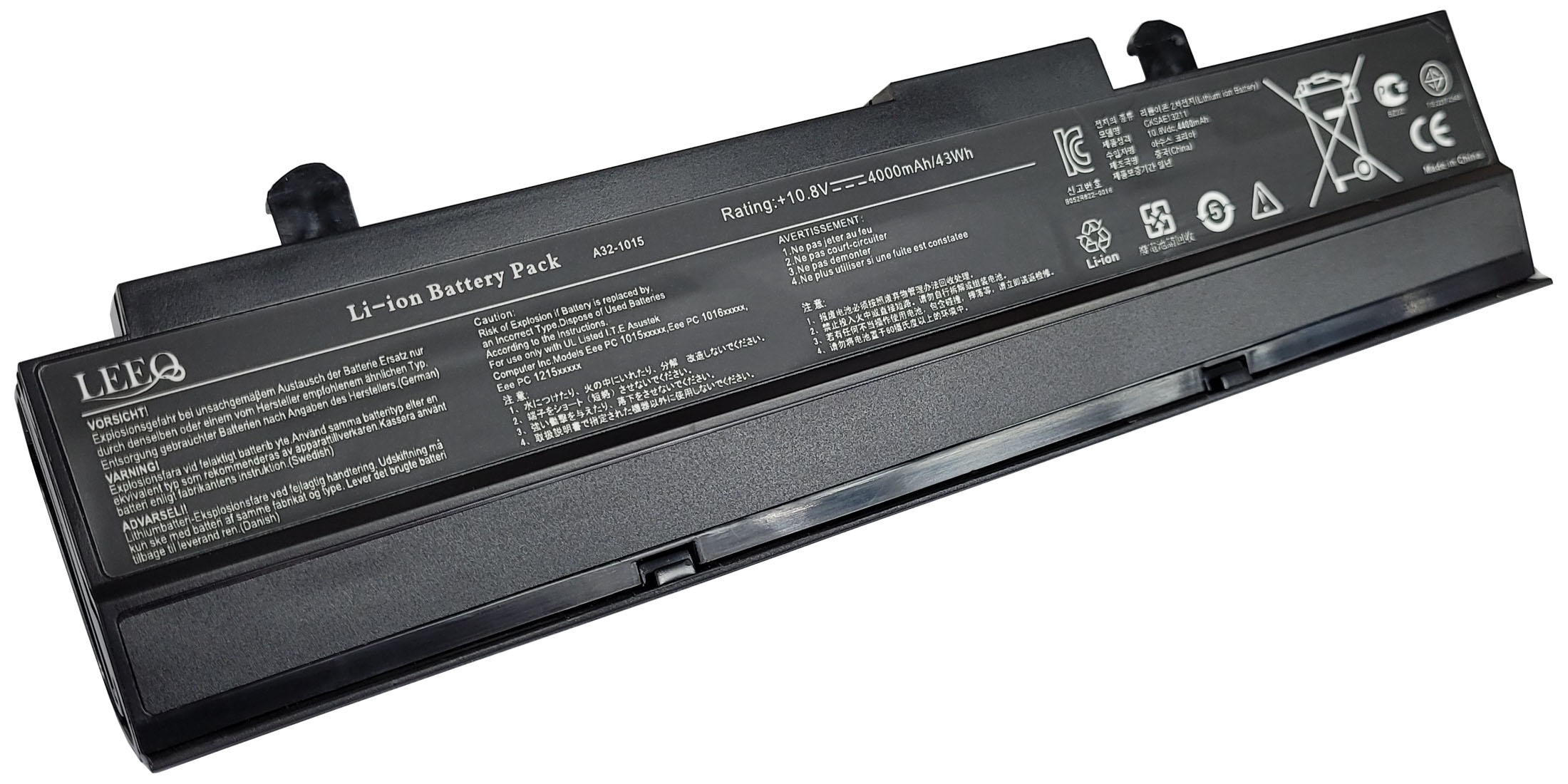 Czarna bateria Li-ion do laptopa z napisami, 10.8V, 4000mAh.