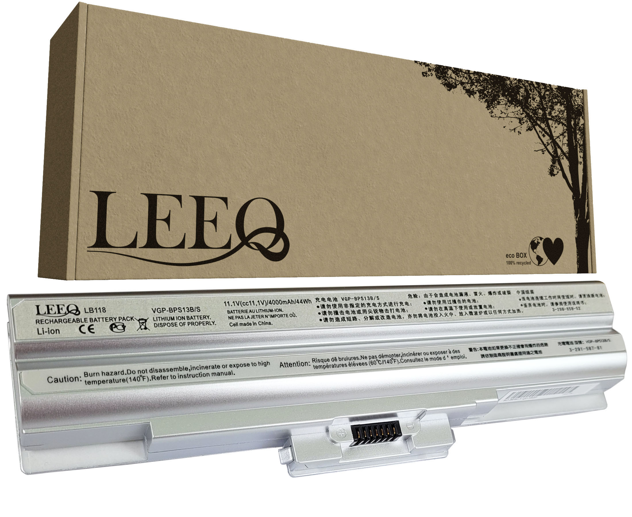 Bateria do laptopa LEEQ (VGP-BPS13B/S) i jej opakowanie.