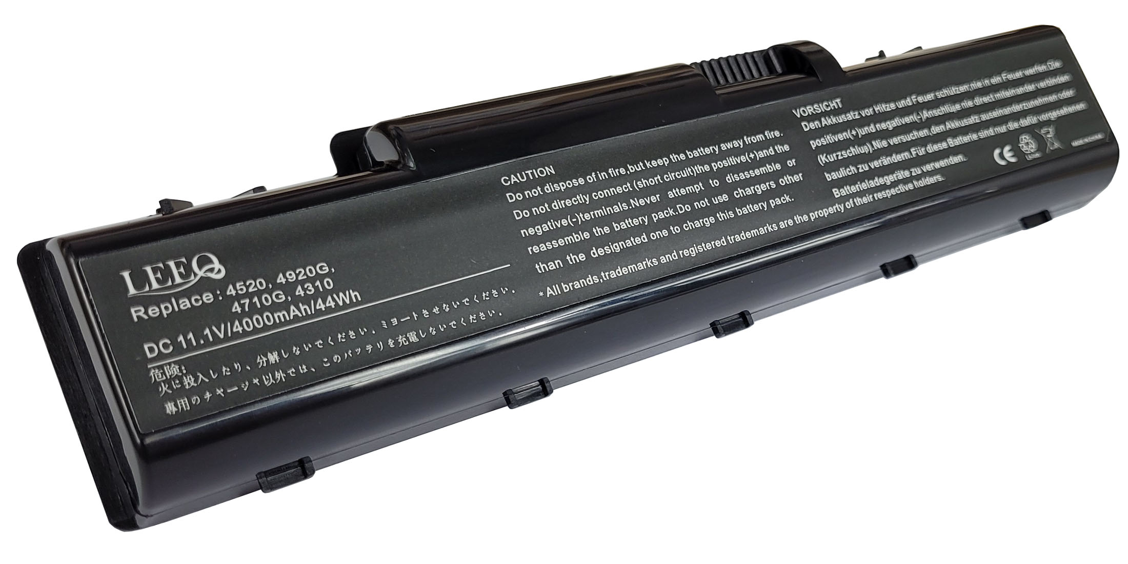 Czarna bateria do laptopa z etykietami: LEEQ, 11.1V, 4000mAh.