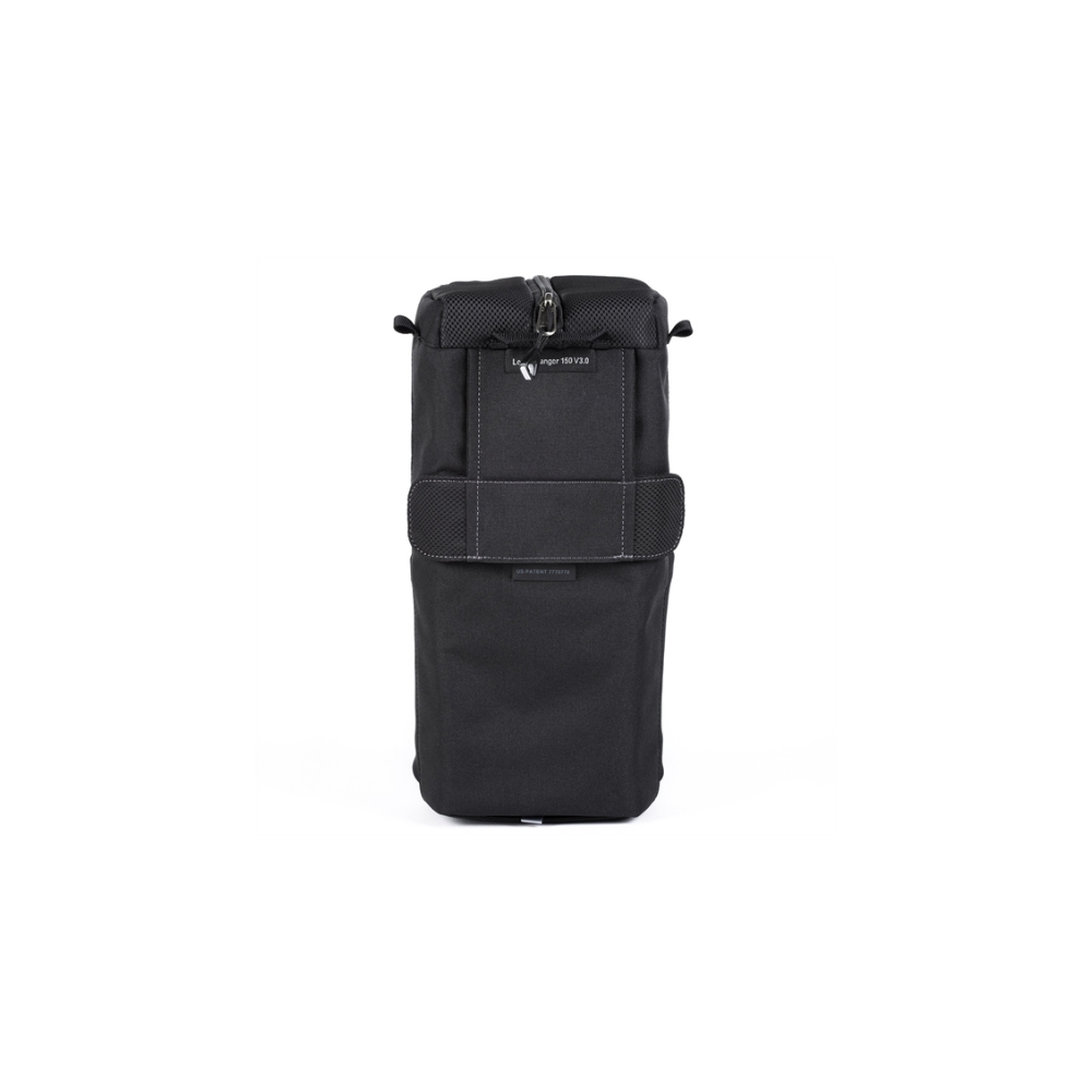 A tall, black, cylindrical bag with a zipper at the top and a front pocket.