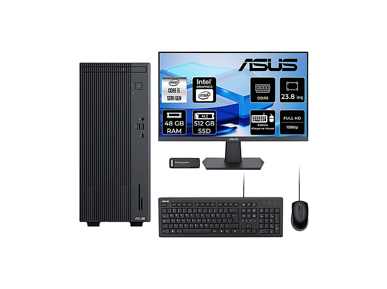 ASUS EC P500MV 23.8" P500I513428512B0DP549 PER4 Bellek Intel Core i5-13420H 48 GB RAM 512 GB SSD FreeDOS Masaüstü Bilgisayar
